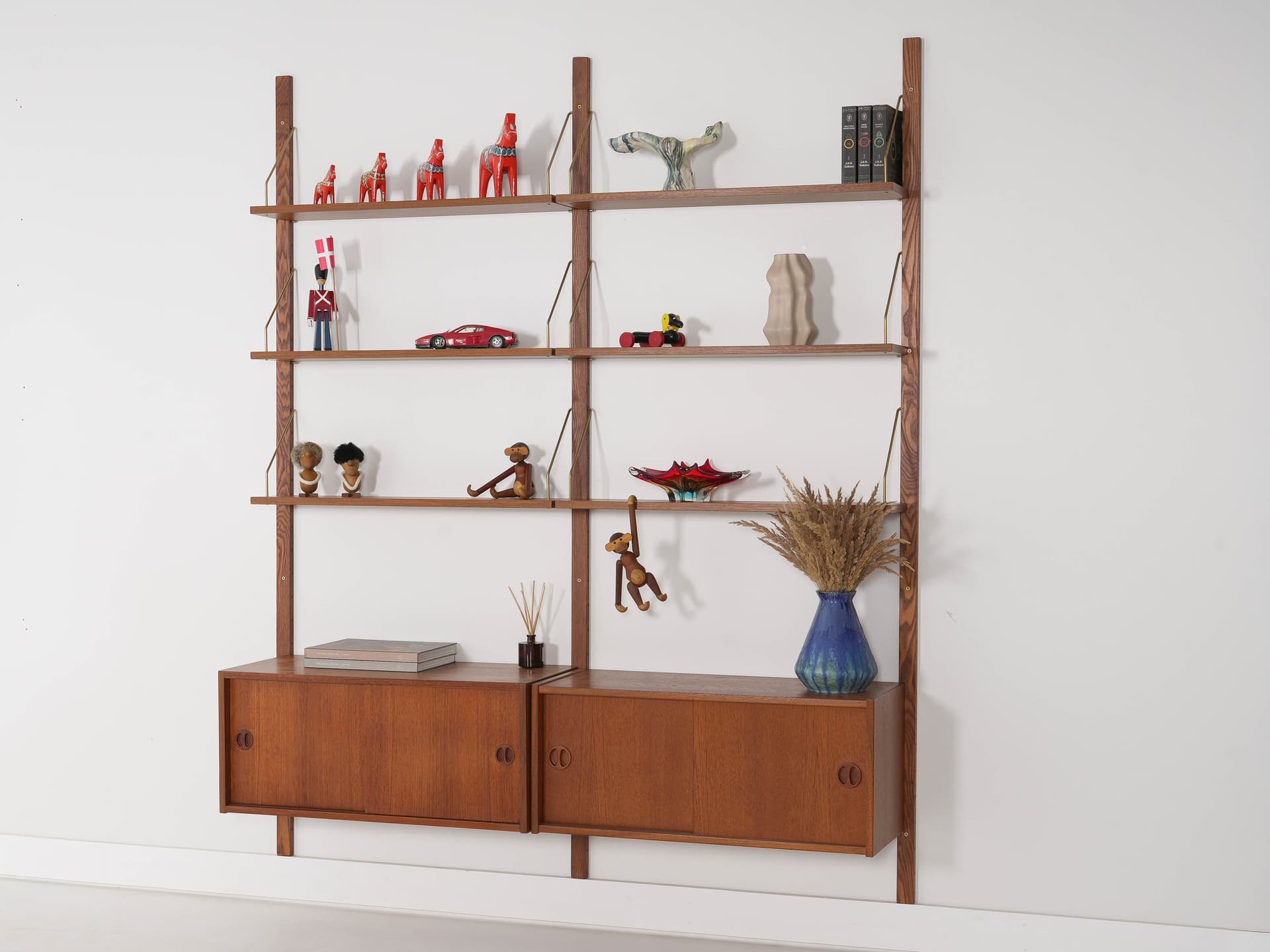 Regał systemowy, brązowy, teak metal, Dania, lata 60. - 339438