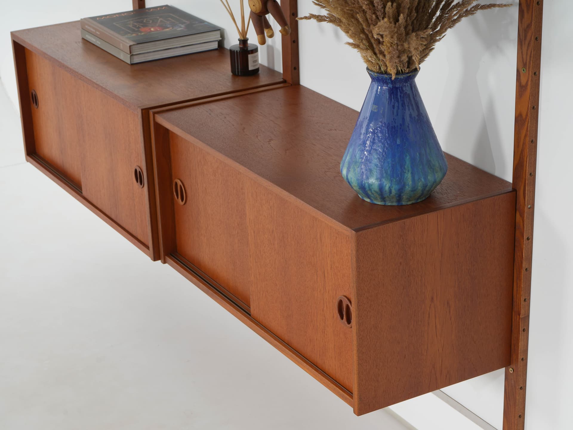 Regał systemowy, brązowy, teak metal, Dania, lata 60. - 339441
