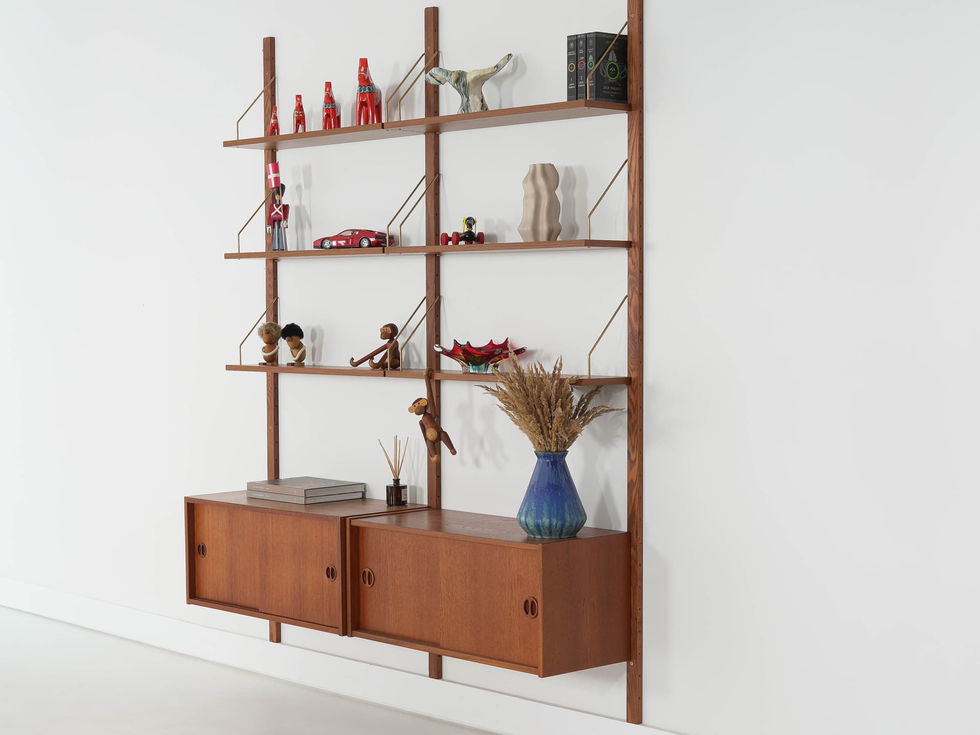 Regał systemowy, brązowy, teak metal, Dania, lata 60. - 339440