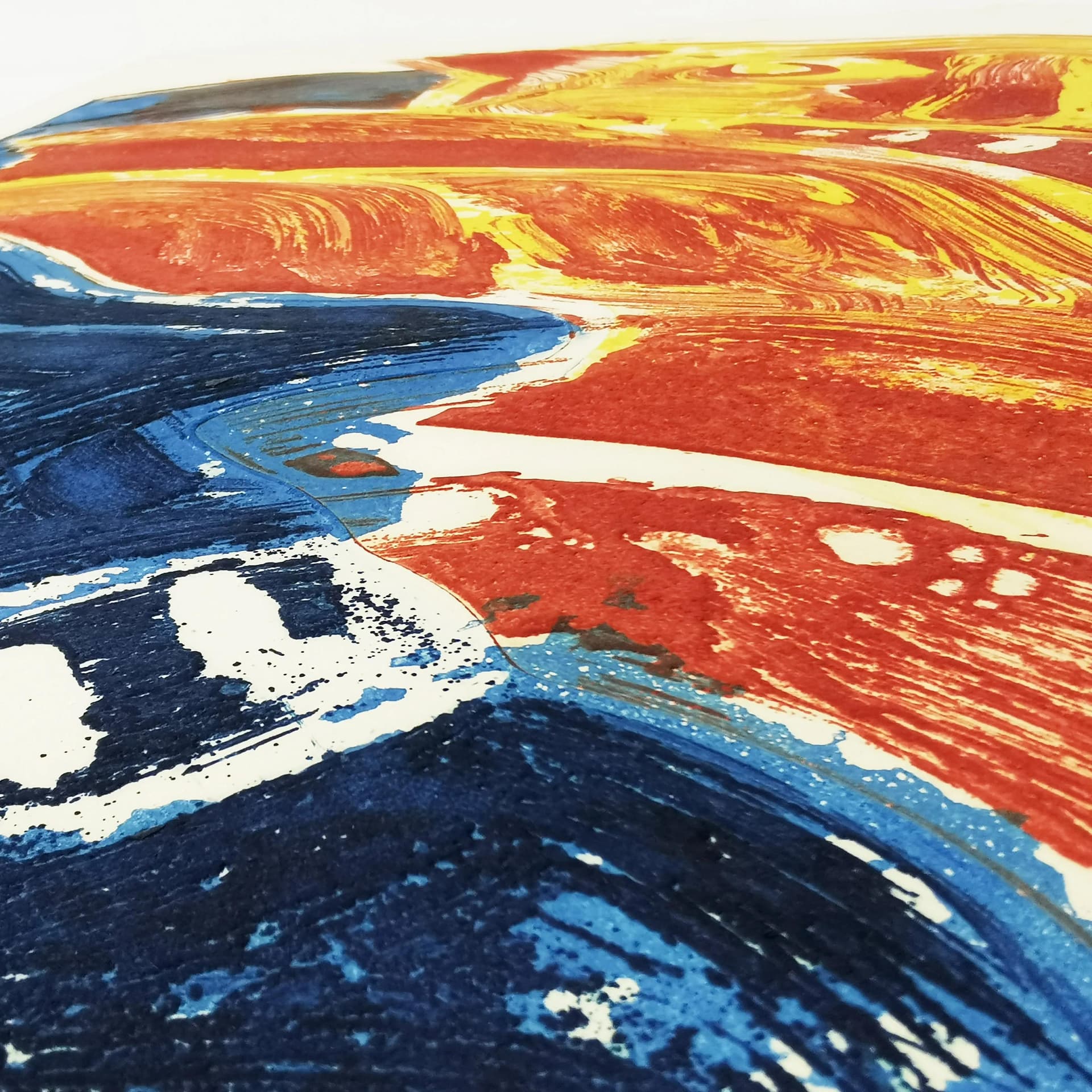 Intaglio print 90.5x63 cm, yellow orange red blue white, paper, art. B. Lindström, Sweden, 1960s. - 341082