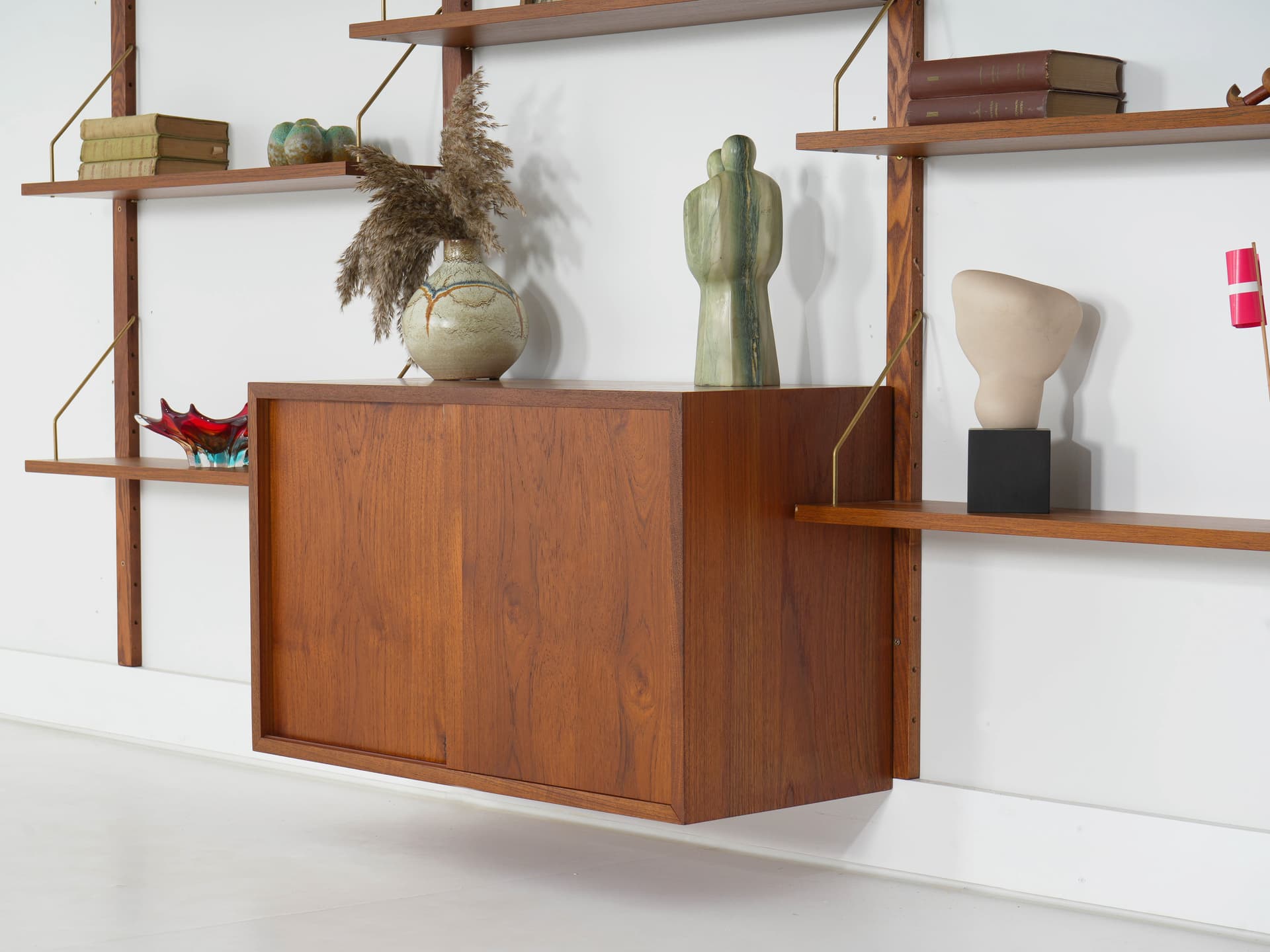 Regał systemowy, teak brązowy, Dania, lata 60. - 340288