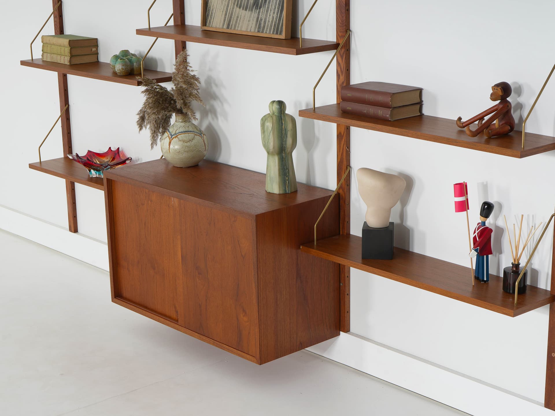 Regał systemowy, teak brązowy, Dania, lata 60. - 340287