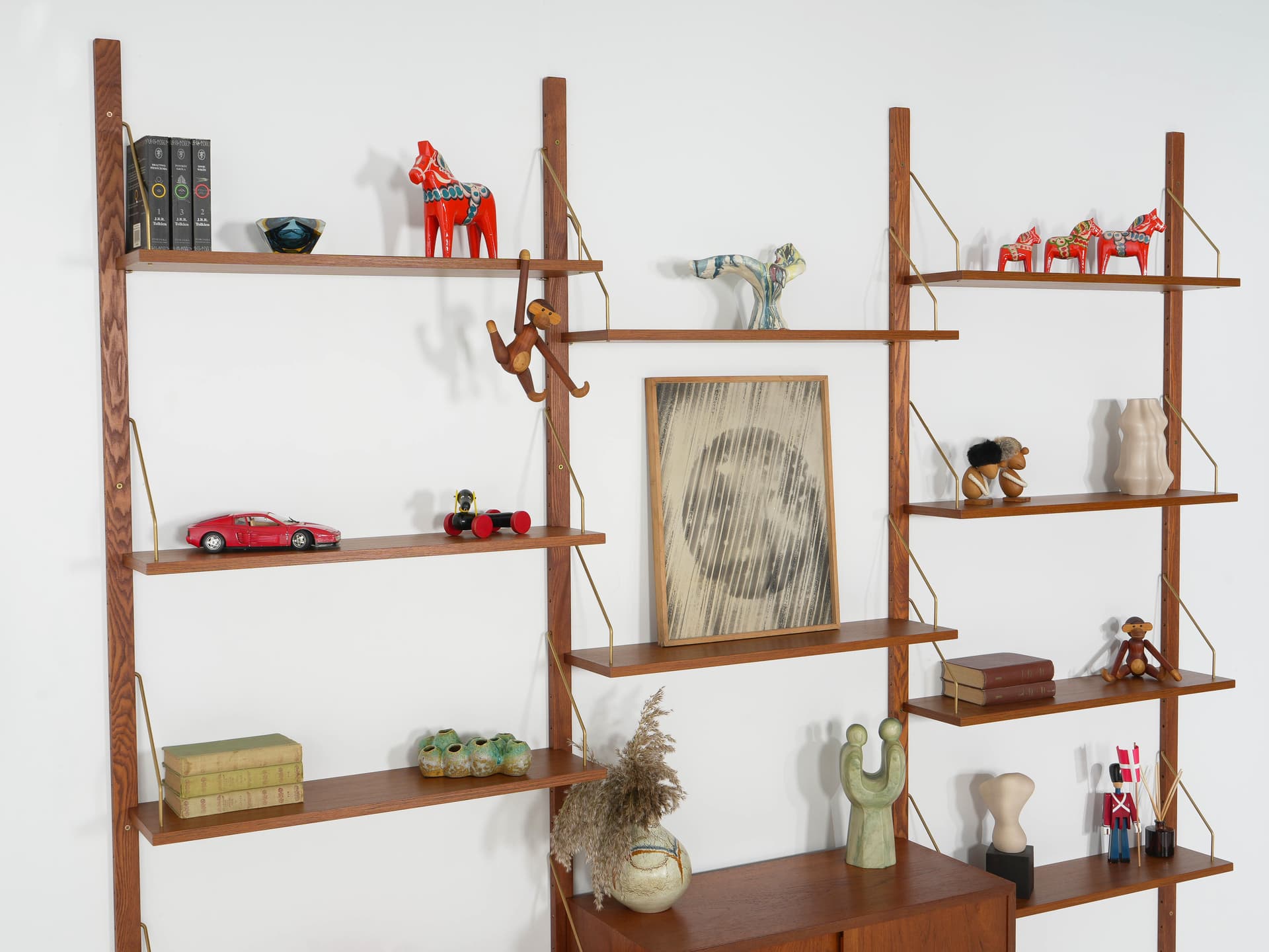 Regał systemowy, teak brązowy, Dania, lata 60. - 340298