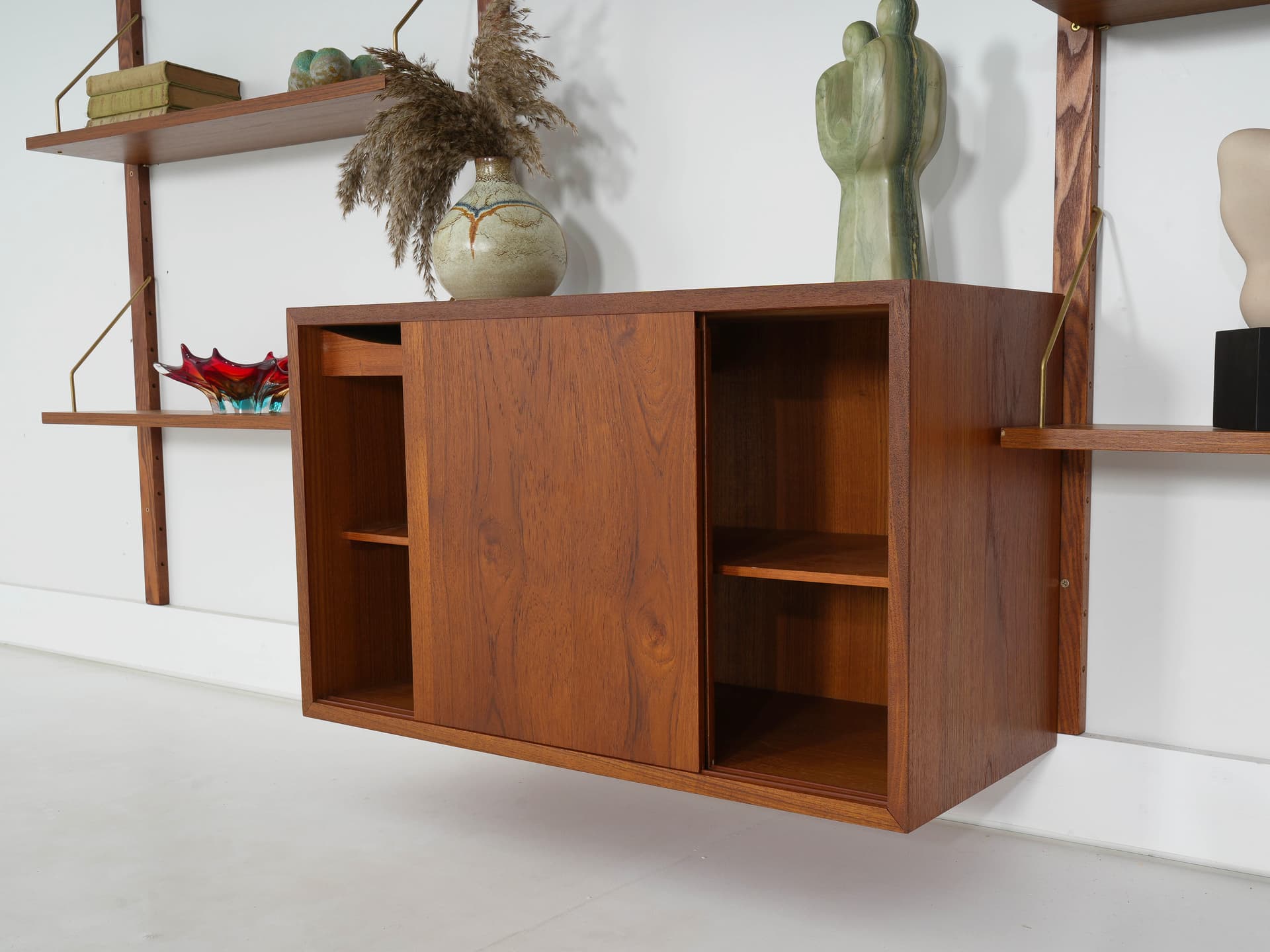 Regał systemowy, teak brązowy, Dania, lata 60. - 340294
