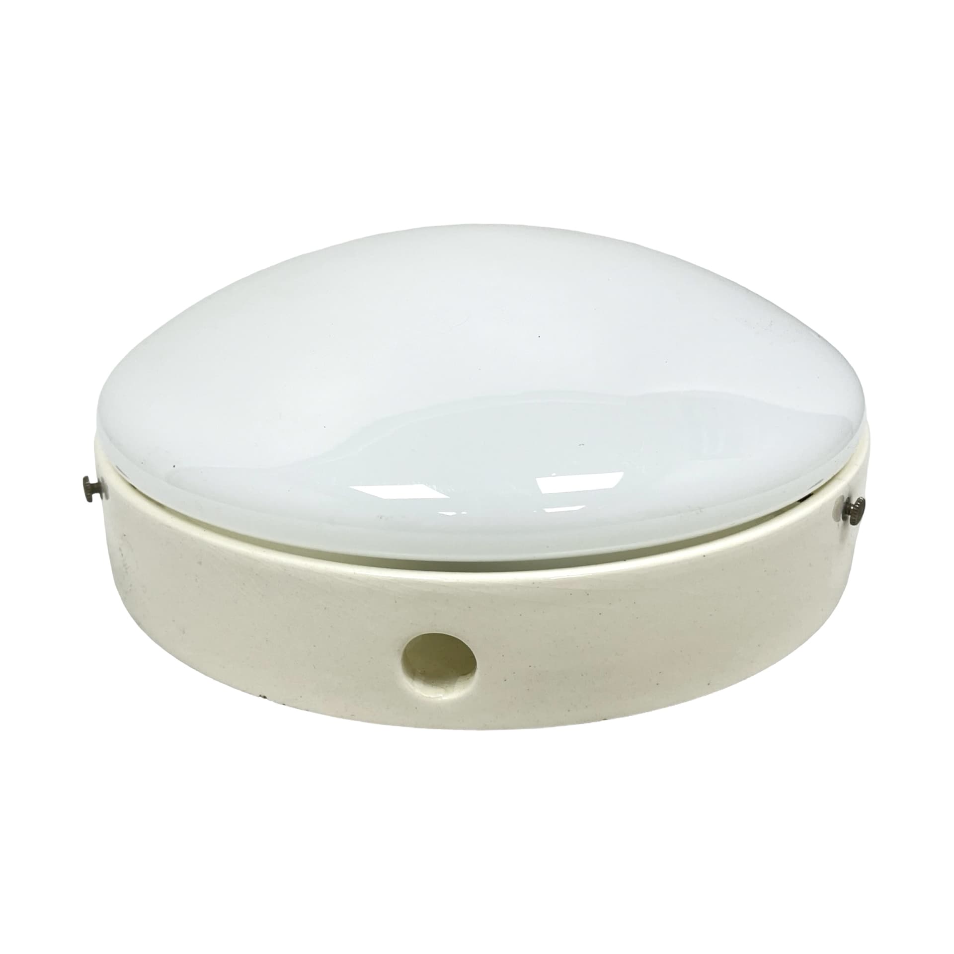 Flush Mount, white, porcelain glass, Zakłady Sprzętu Oświetleniowego Zaos, Poland, 1960s. - 340329