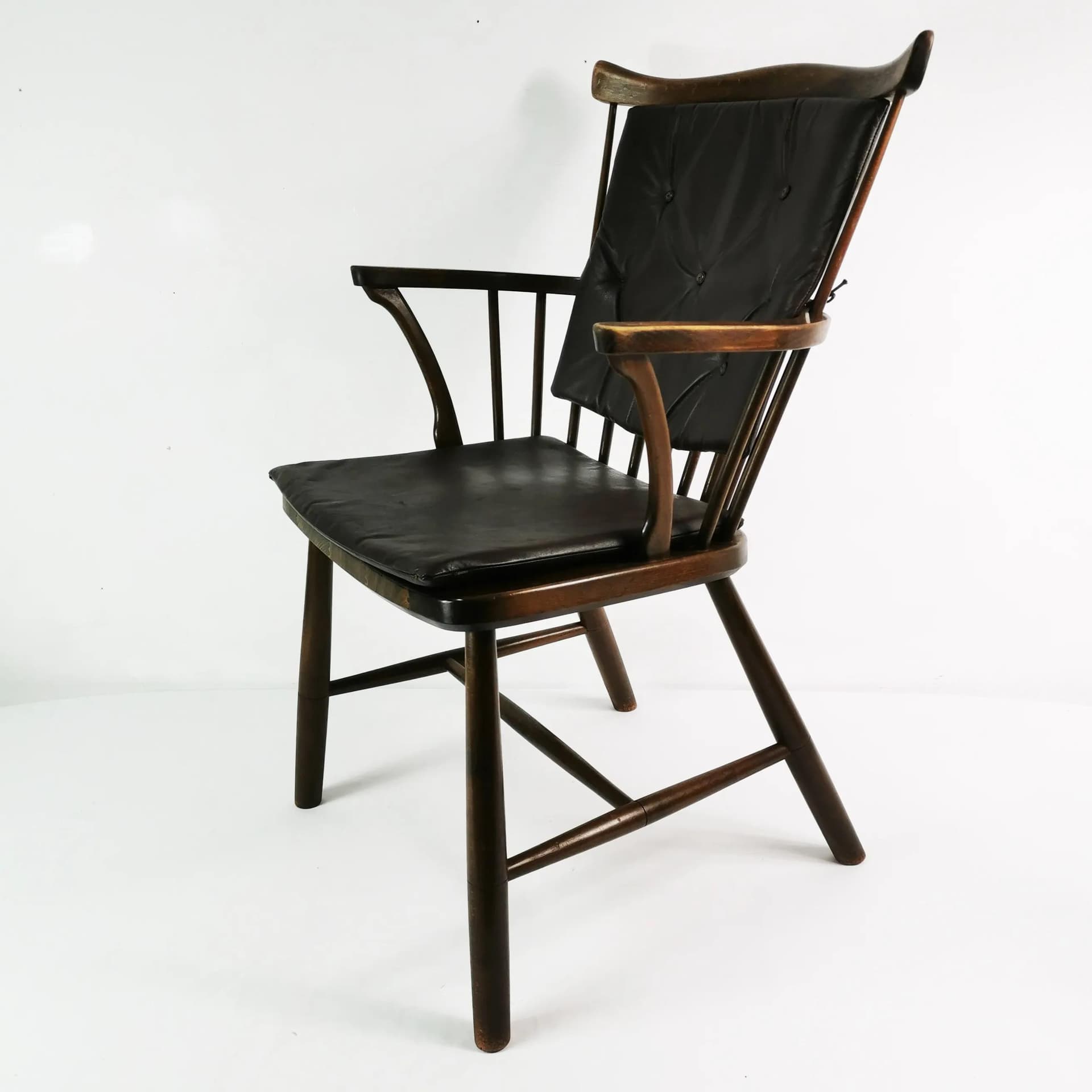 Chair 3250, brown oak, brown leather, by B. Mogensen, Fredericia, Denmark, 1950s. - 340962
