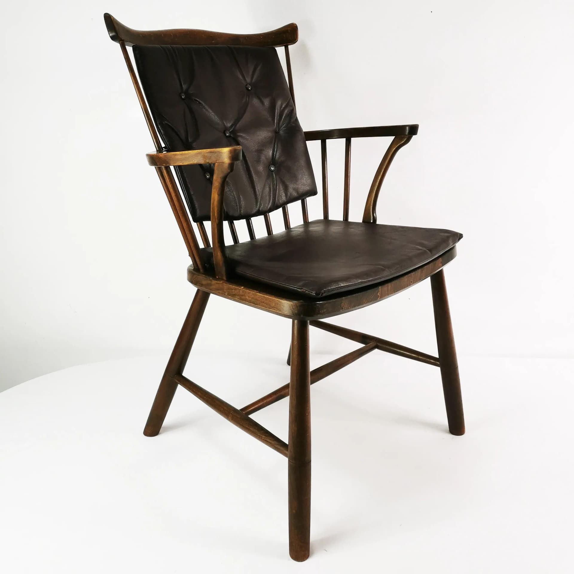 Chair 3250, brown oak, brown leather, by B. Mogensen, Fredericia, Denmark, 1950s. - 340960