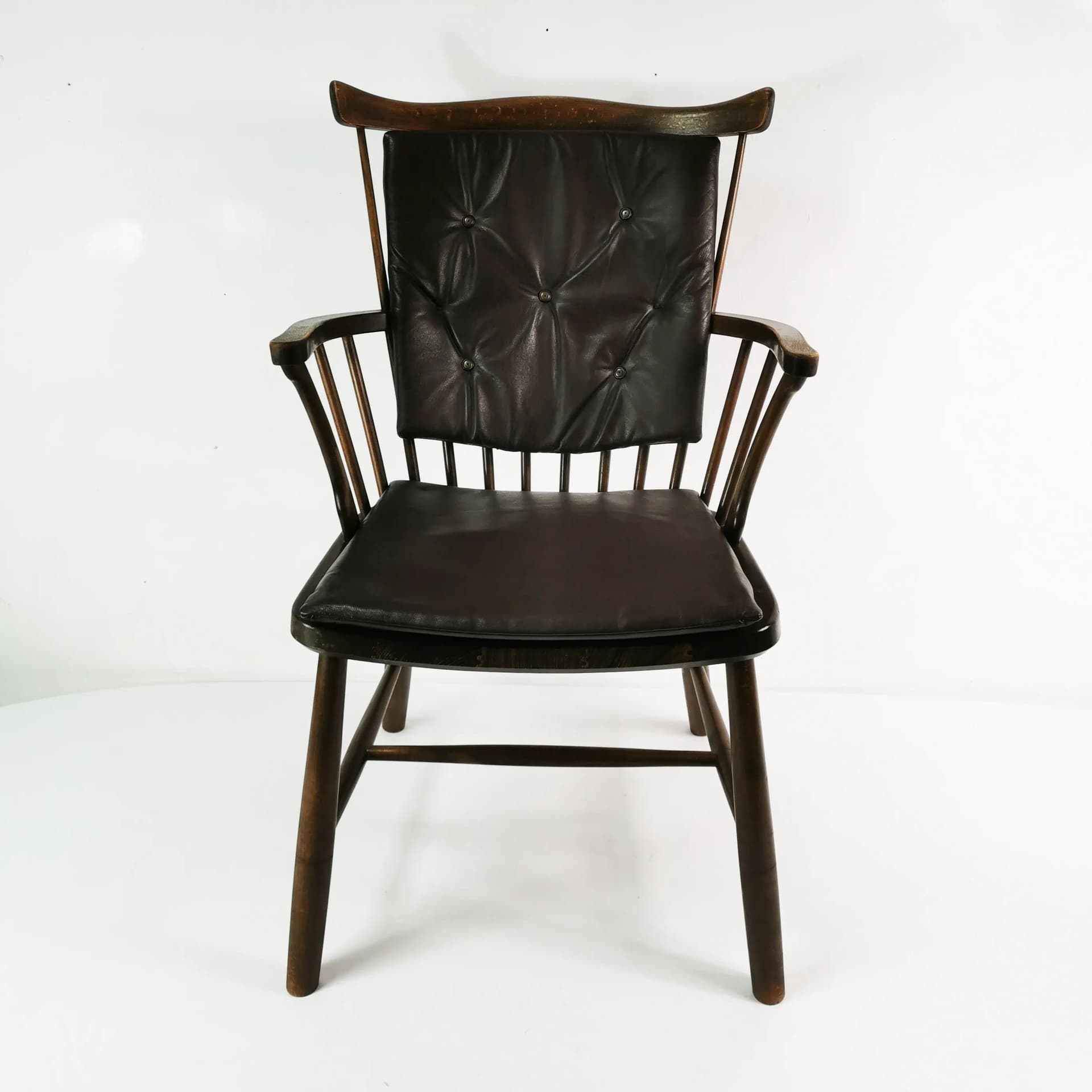 Chair 3250, brown oak, brown leather, by B. Mogensen, Fredericia, Denmark, 1950s. - 340961