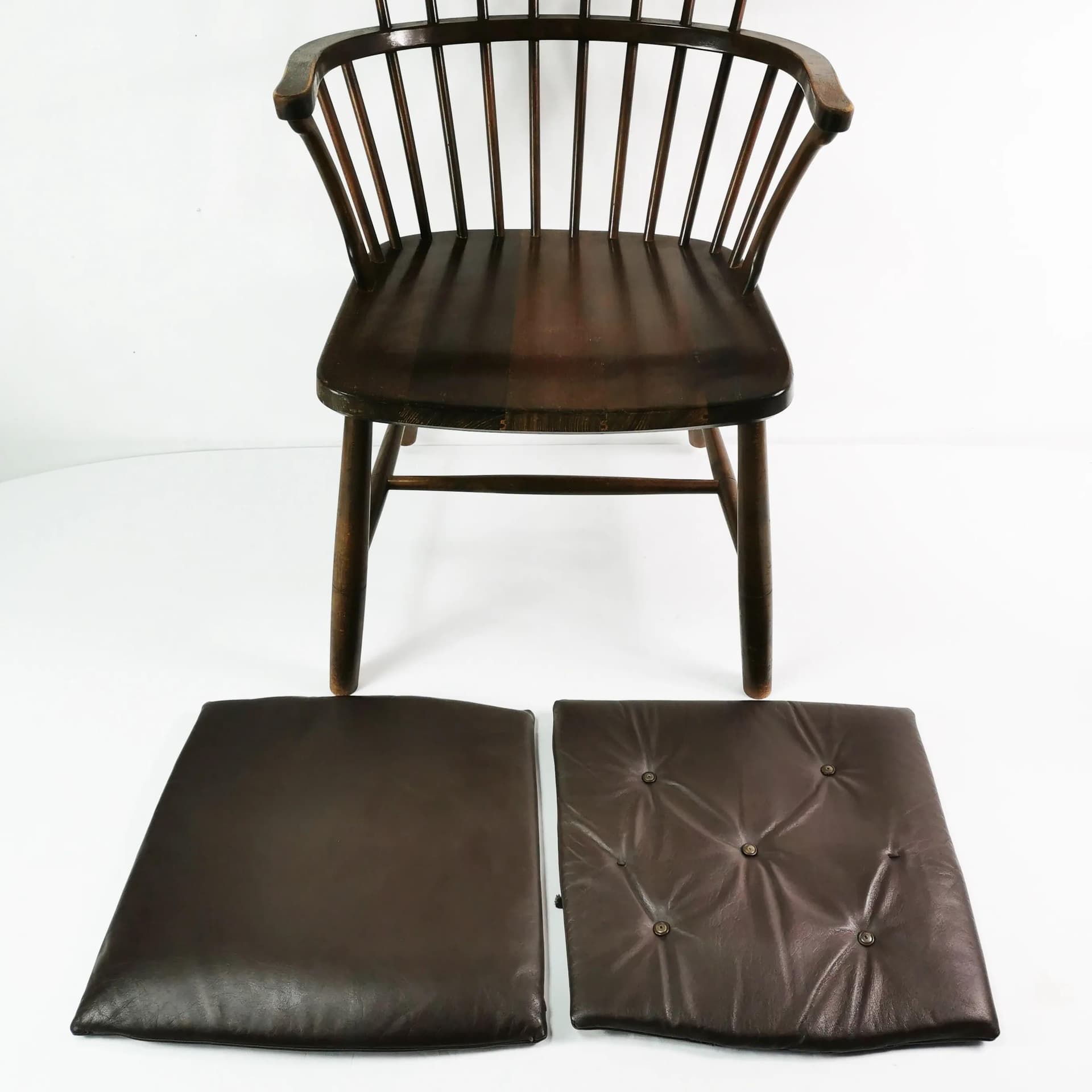 Chair 3250, brown oak, brown leather, by B. Mogensen, Fredericia, Denmark, 1950s. - 340963