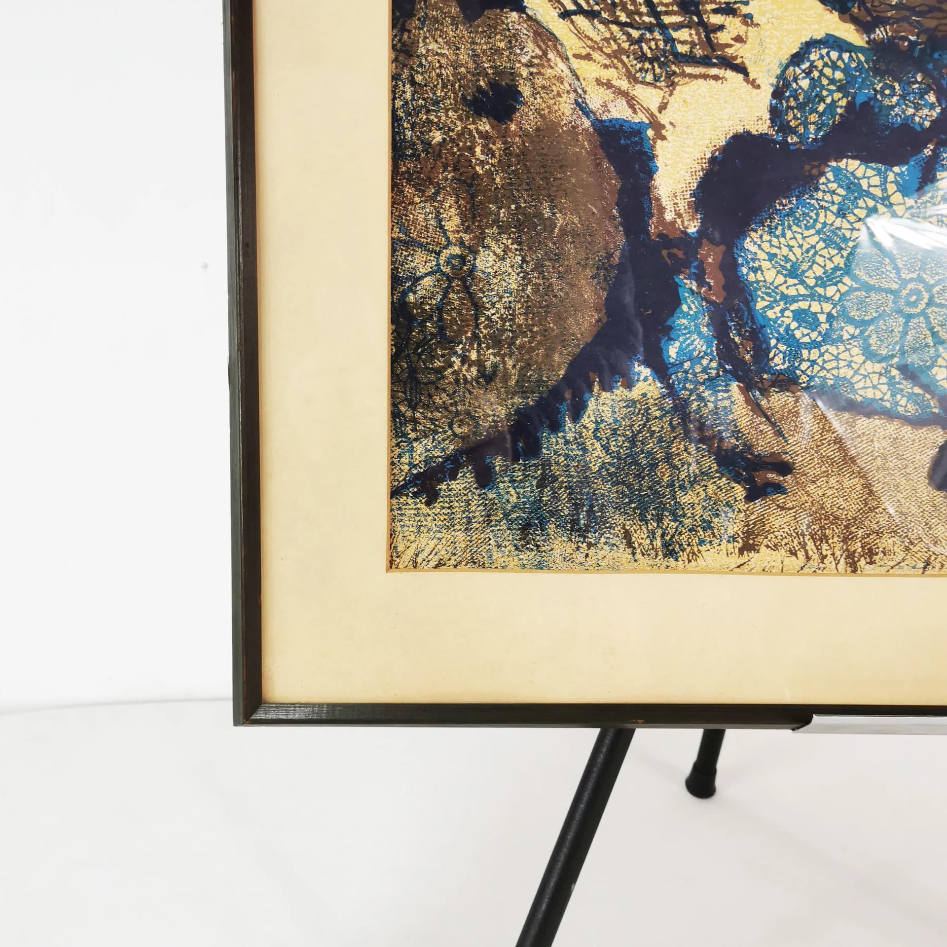 Lithograph Kompozycja 49.5x62 cm, blue brown, paper, by G. Balle, Denmark, 1970s. - 340900