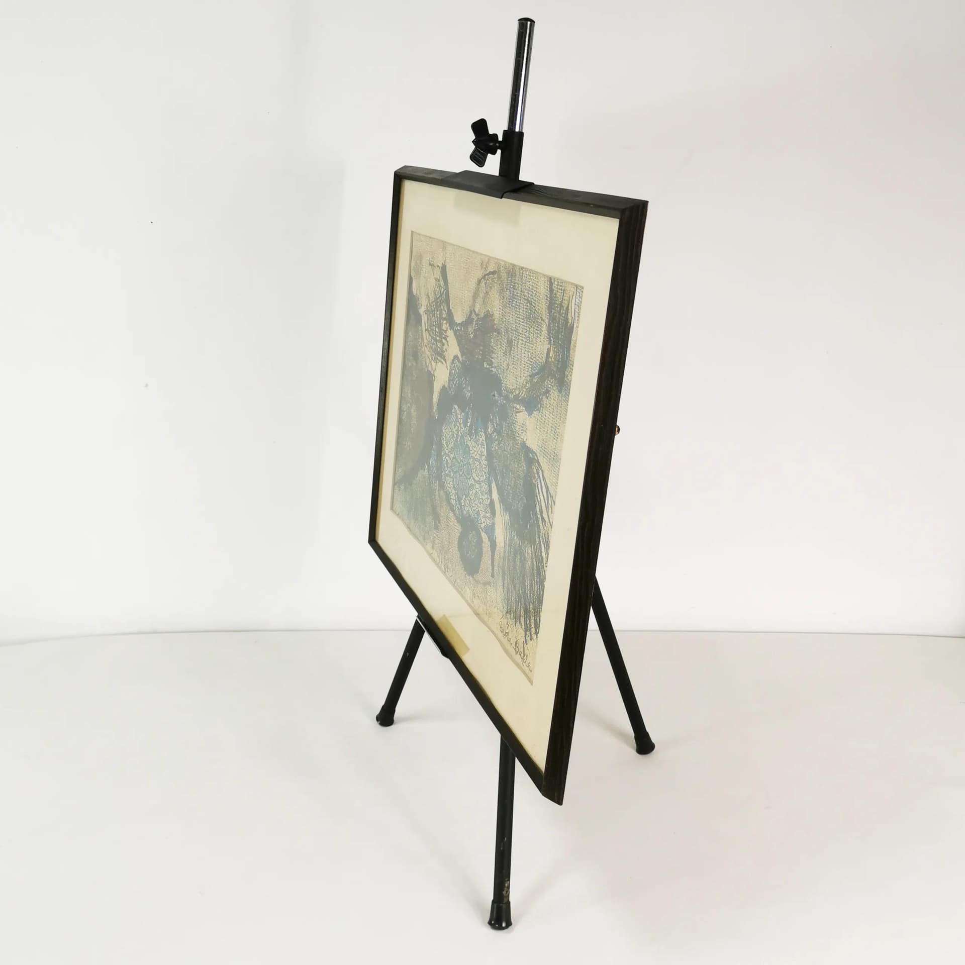 Lithograph Kompozycja 49.5x62 cm, blue brown, paper, by G. Balle, Denmark, 1970s. - 340896