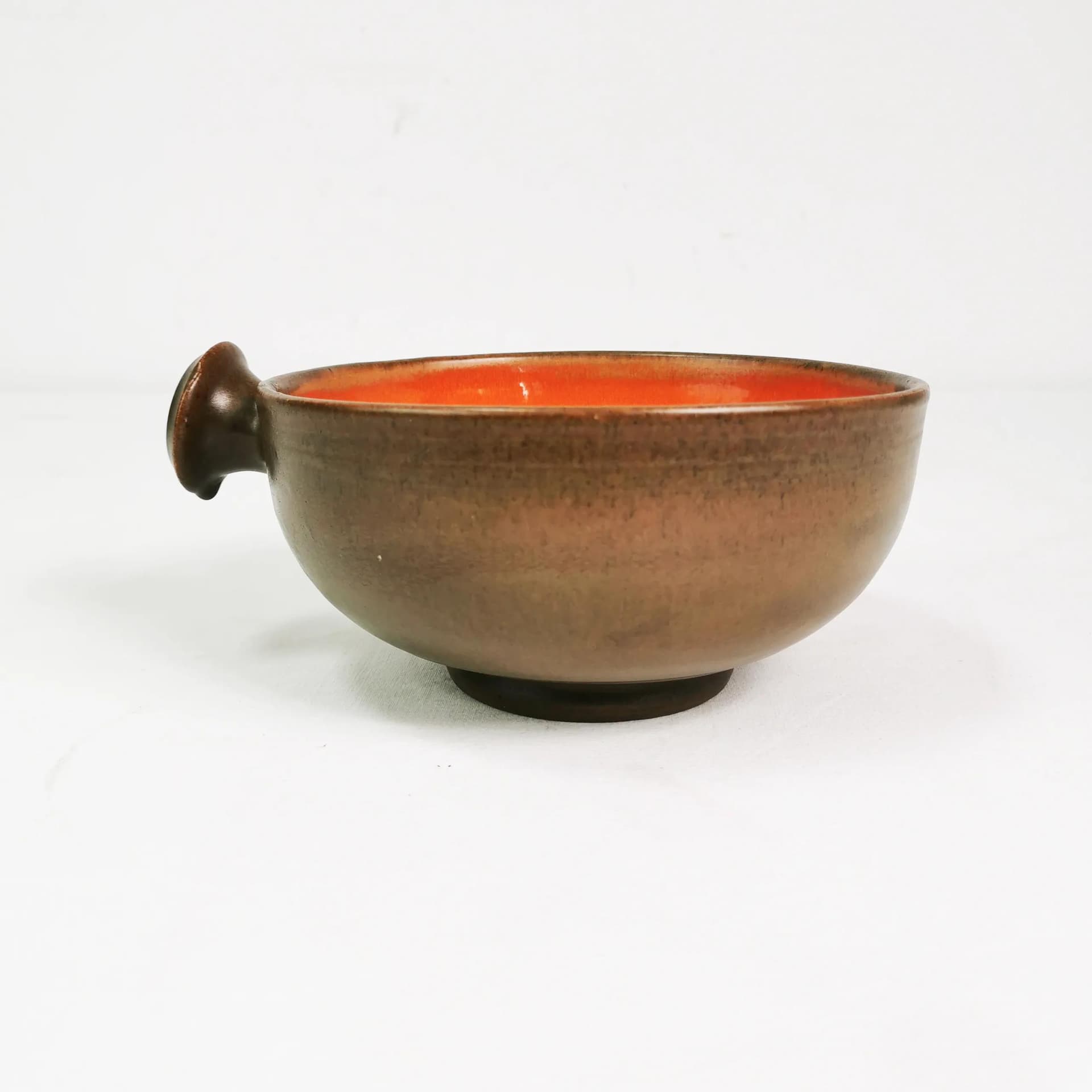 Bowl with Handle, brown, orange, stoneware, Denmark, 1960s - 340847
