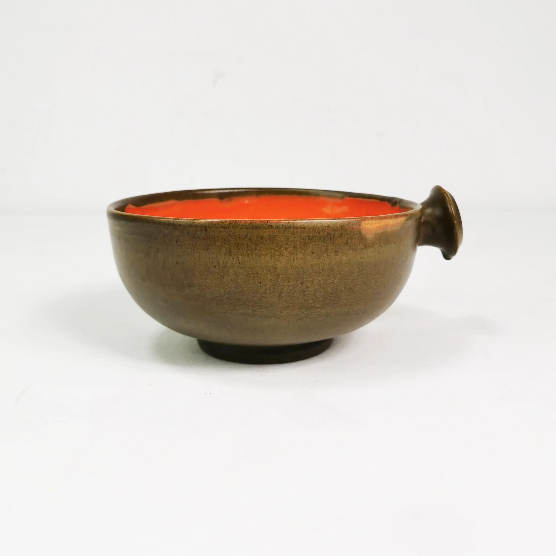 Bowl with Handle, brown, orange, stoneware, Denmark, 1960s - 340849