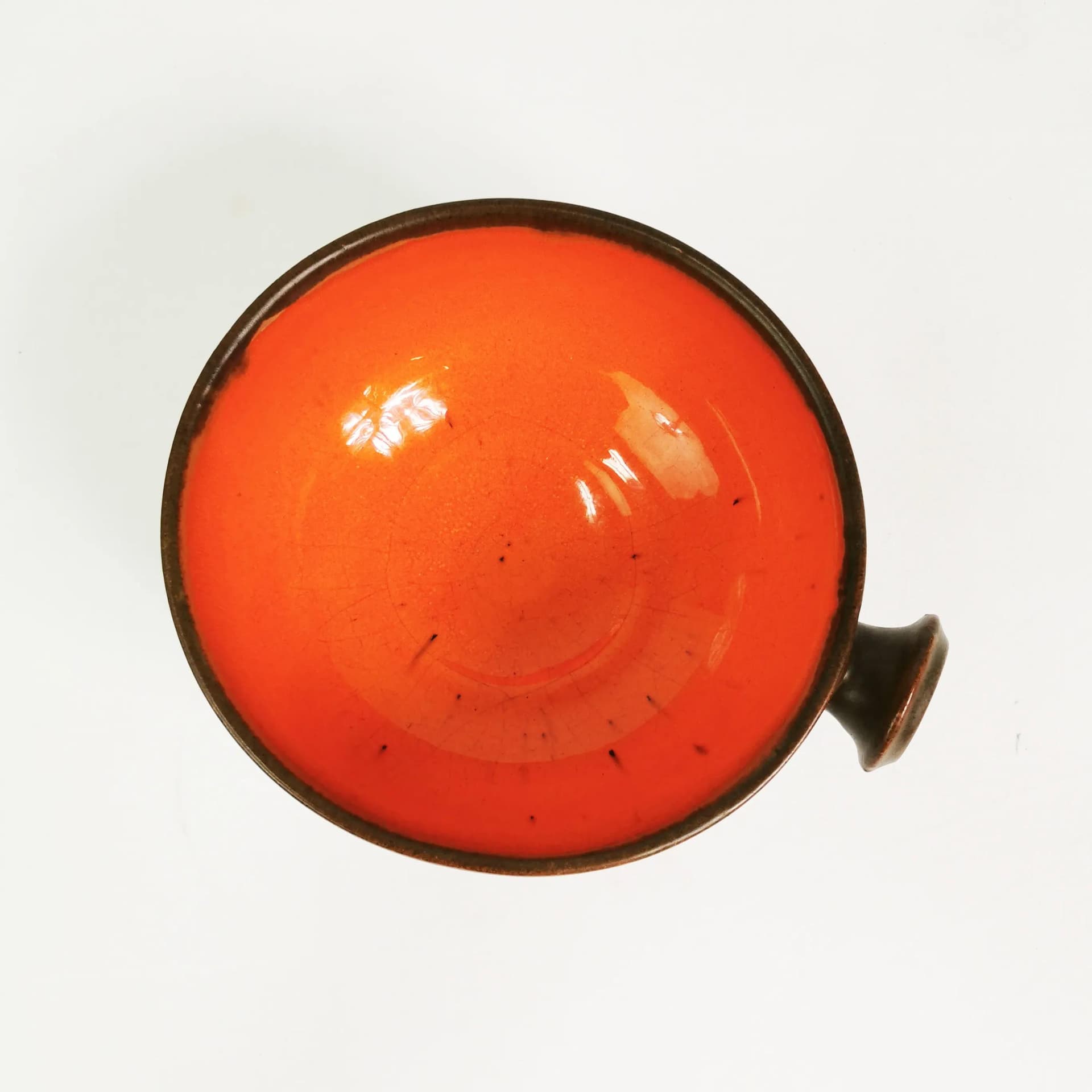 Bowl with Handle, brown, orange, stoneware, Denmark, 1960s - 340850