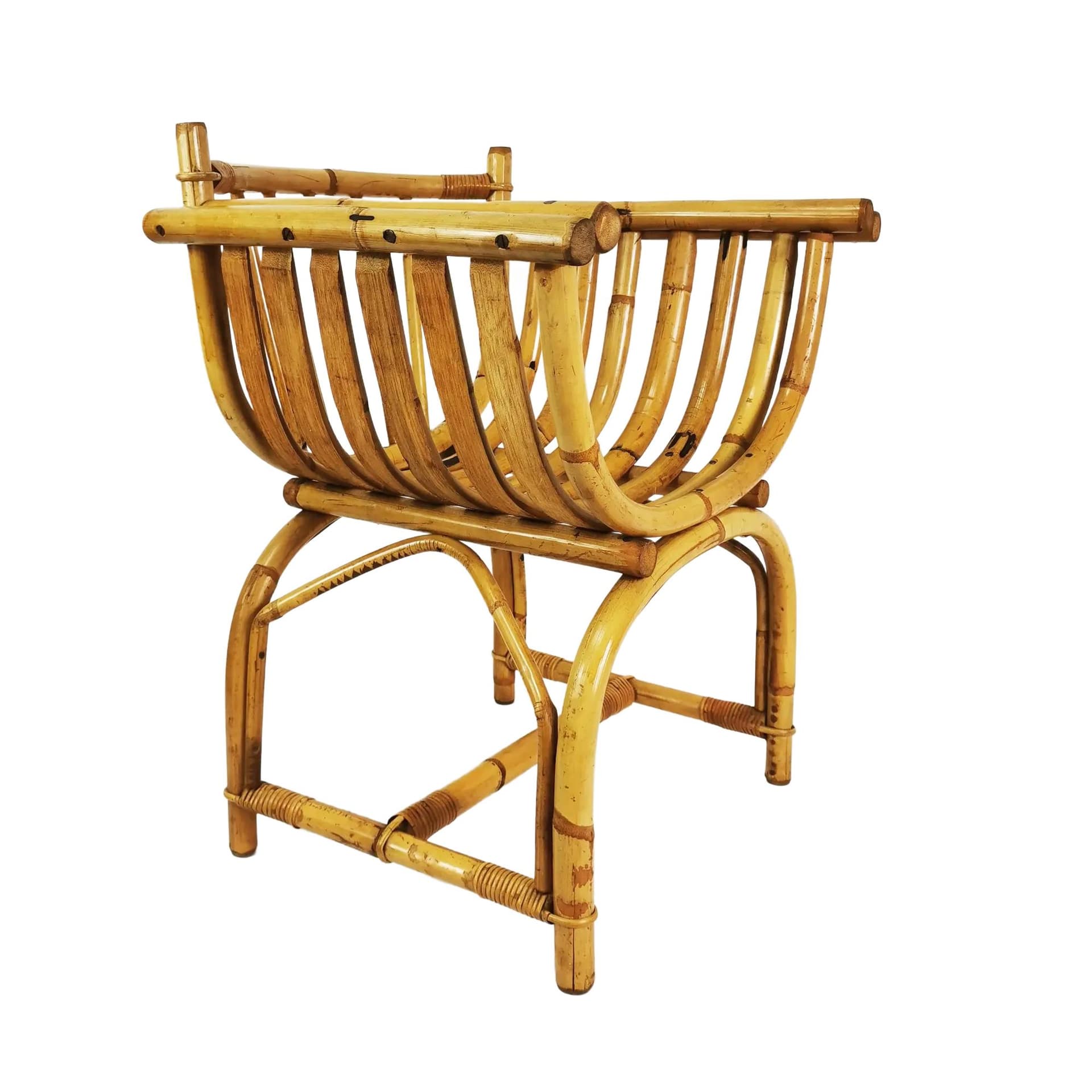 Armchair Mid Century, brown bamboo, rattan, Germany, 1950s