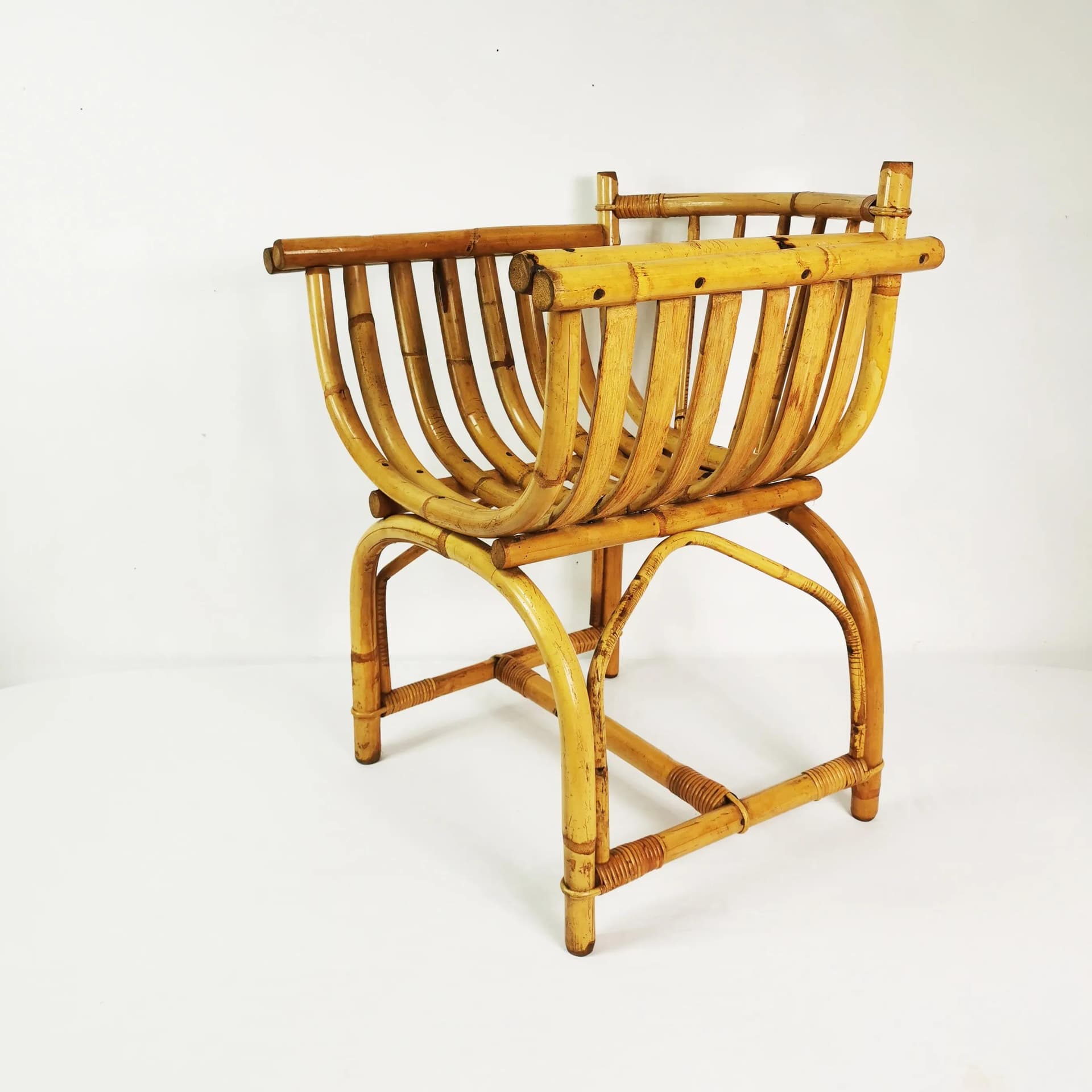 Armchair Mid Century, brown bamboo, rattan, Germany, 1950s - 340778