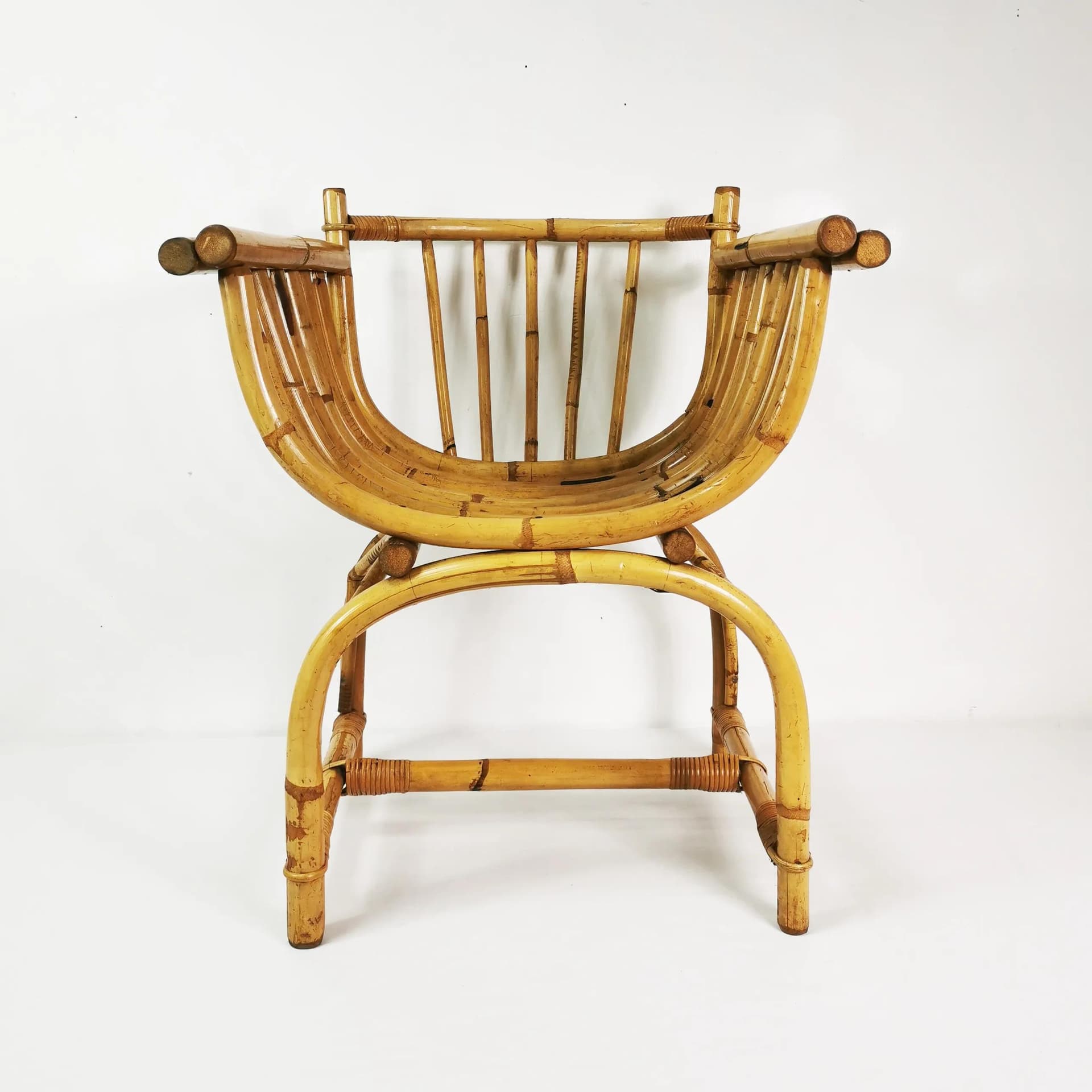 Armchair Mid Century, brown bamboo, rattan, Germany, 1950s - 340777