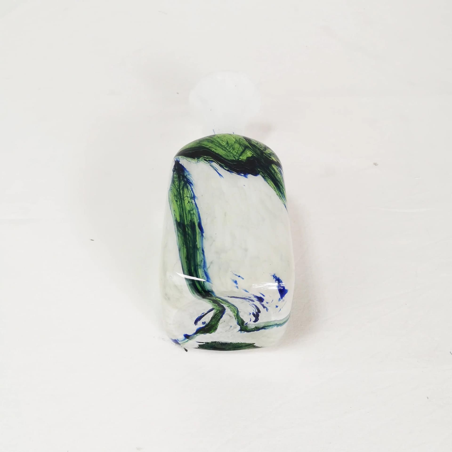 Vase, white green blue, glass, Italy, 1970s. - 340476