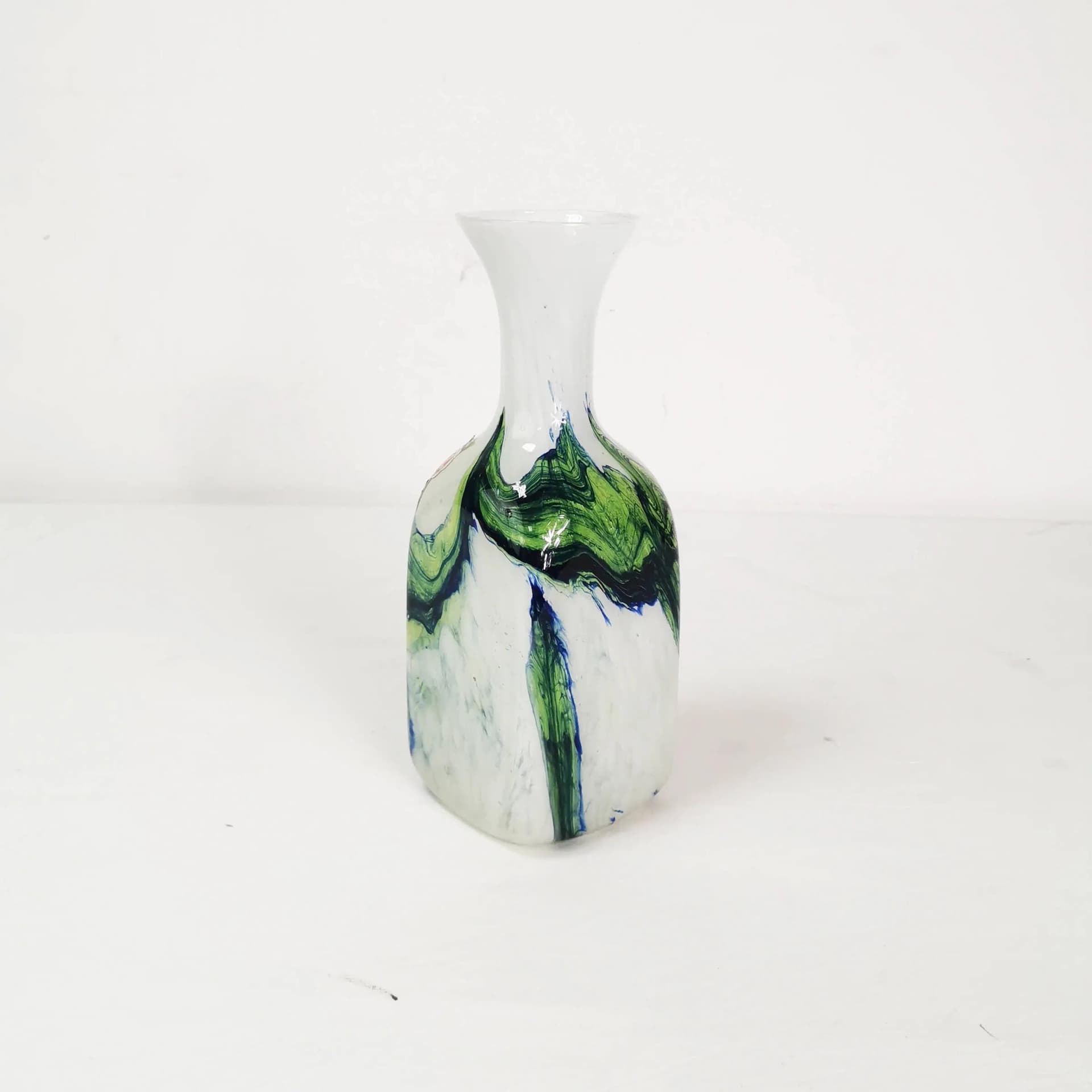 Vase, white green blue, glass, Italy, 1970s. - 340472