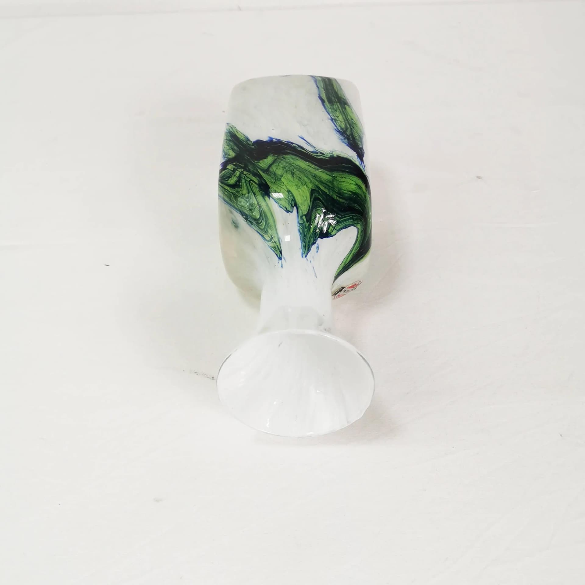 Vase, white green blue, glass, Italy, 1970s. - 340474