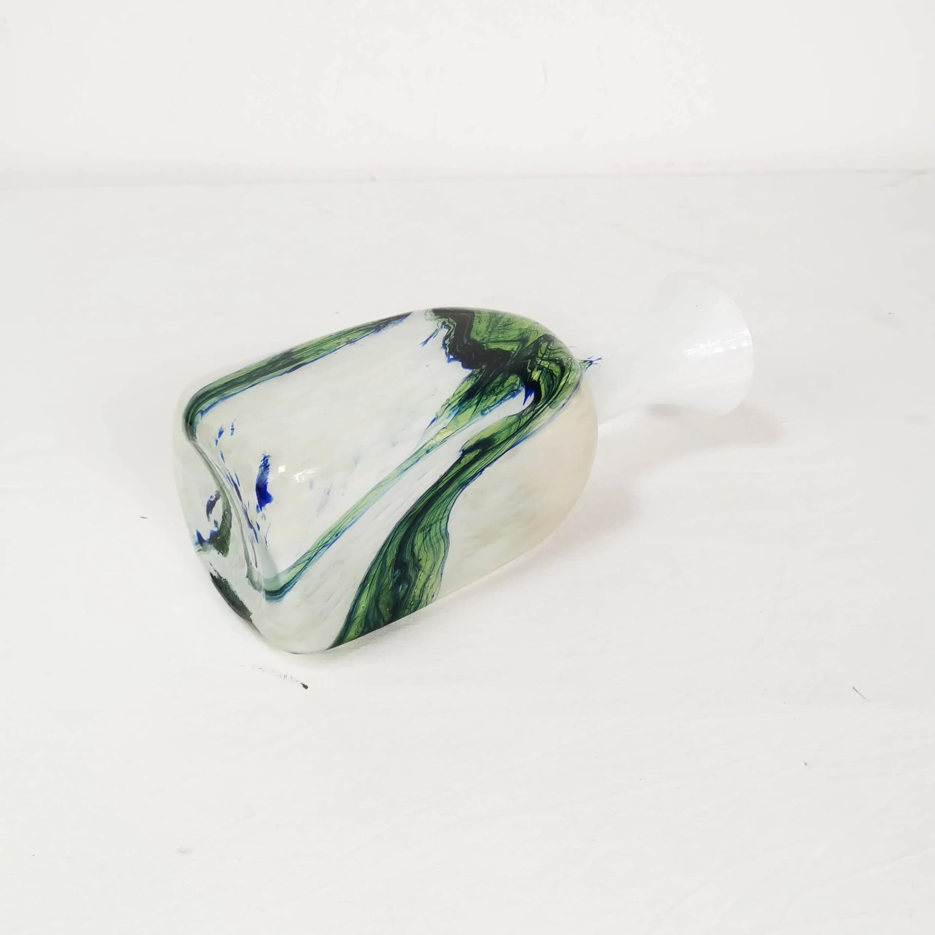 Vase, white green blue, glass, Italy, 1970s. - 340470