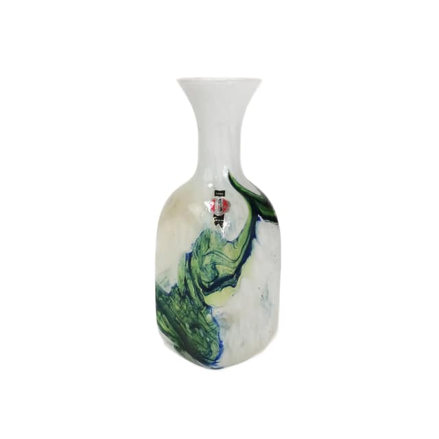 Vase, white green blue, glass, Italy, 1970s. - DIMENSION