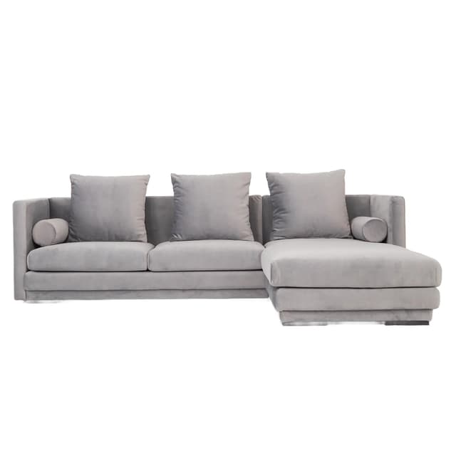 Narożnik Malmo, welur srebrny, drewno, Polska, lata 90. - WYMIARY