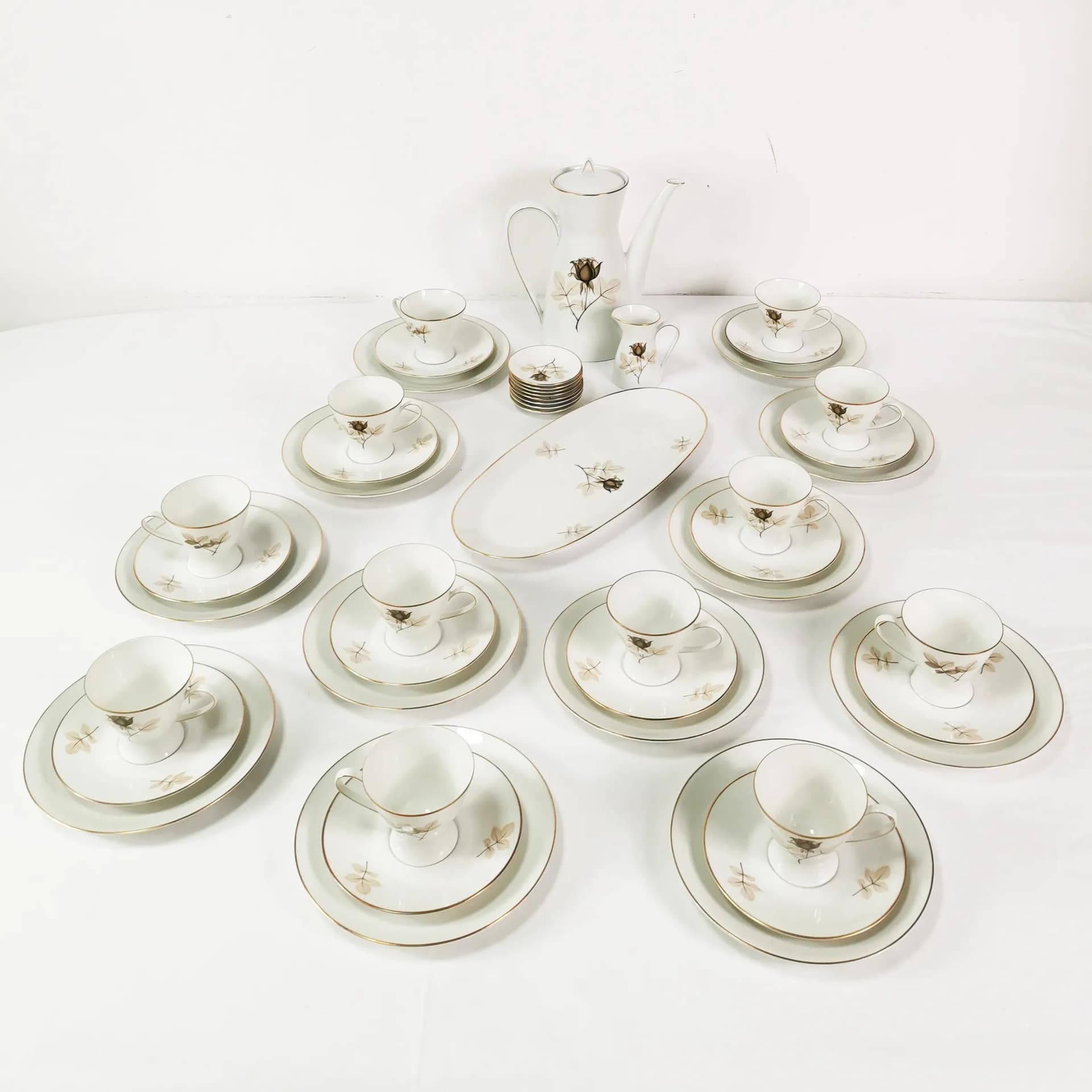 Coffee and Dessert Set Art Deco, white porcelain, by R. Loewy, Rosenthal, Germany, 1950s. - 340410