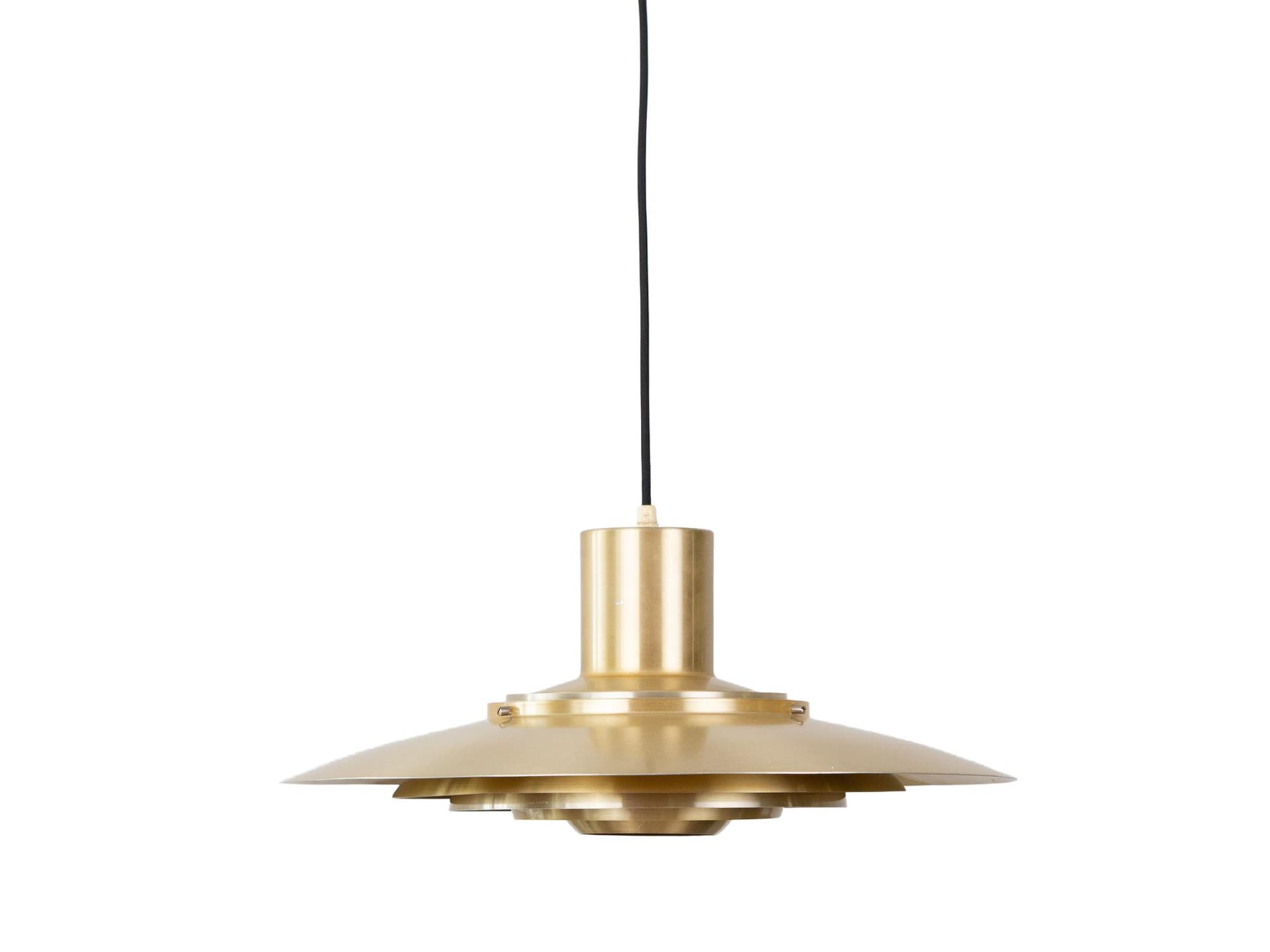 Lampa wisząca P376, złoty mosiądz, srebrny aluminium, Nordisk Solar, Dania, lata 60.