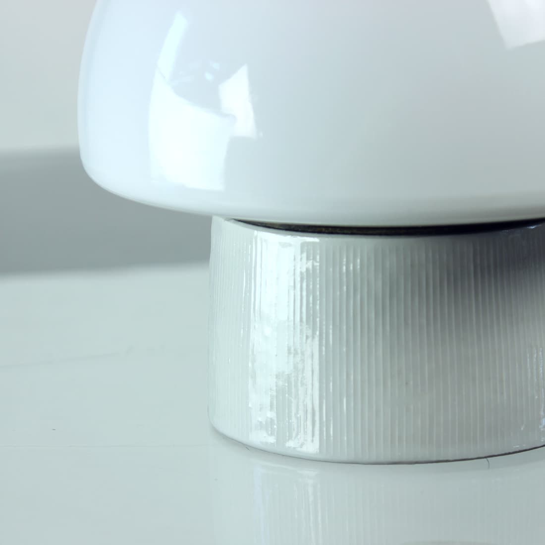 Ceiling Or Wall Lamp, white opaline glass, beige ceramic, Czechoslovakia, 1960s - 341369