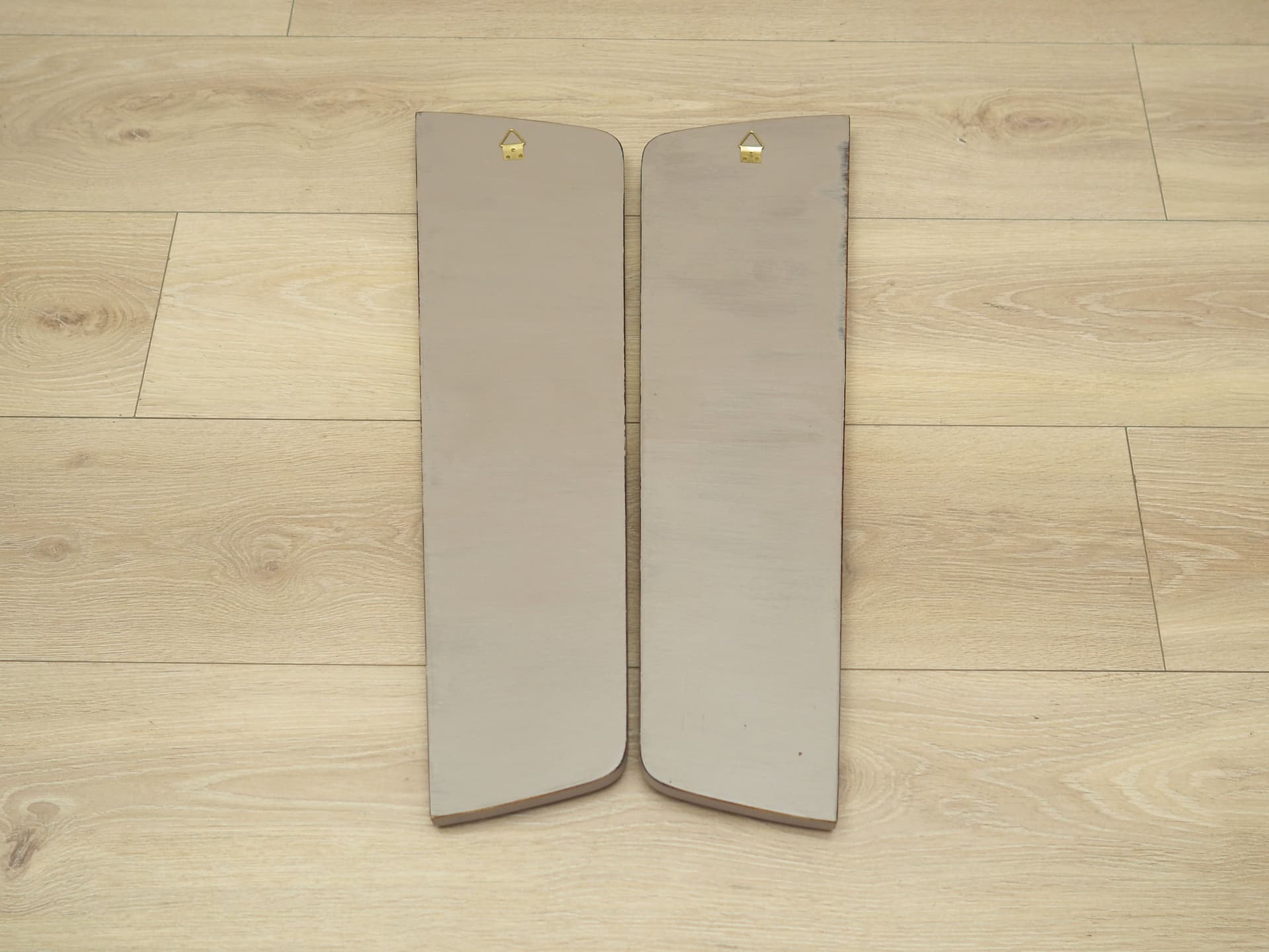Set of two wall mirrors, grey wood frame, Denmark, 1960s - 66294