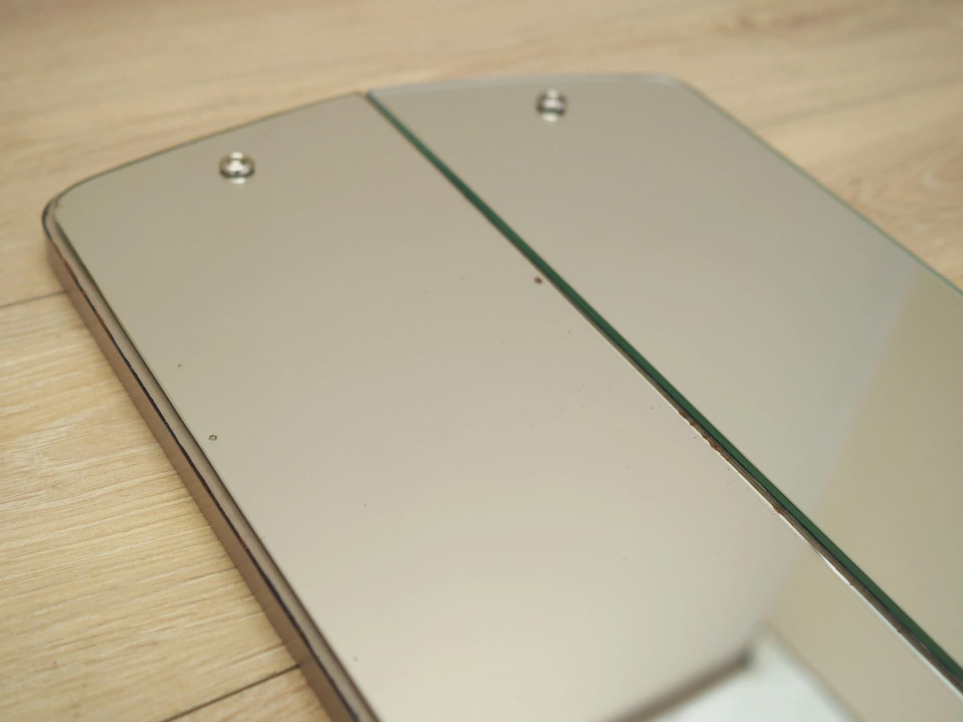 Set of two wall mirrors, grey wood frame, Denmark, 1960s - 25624