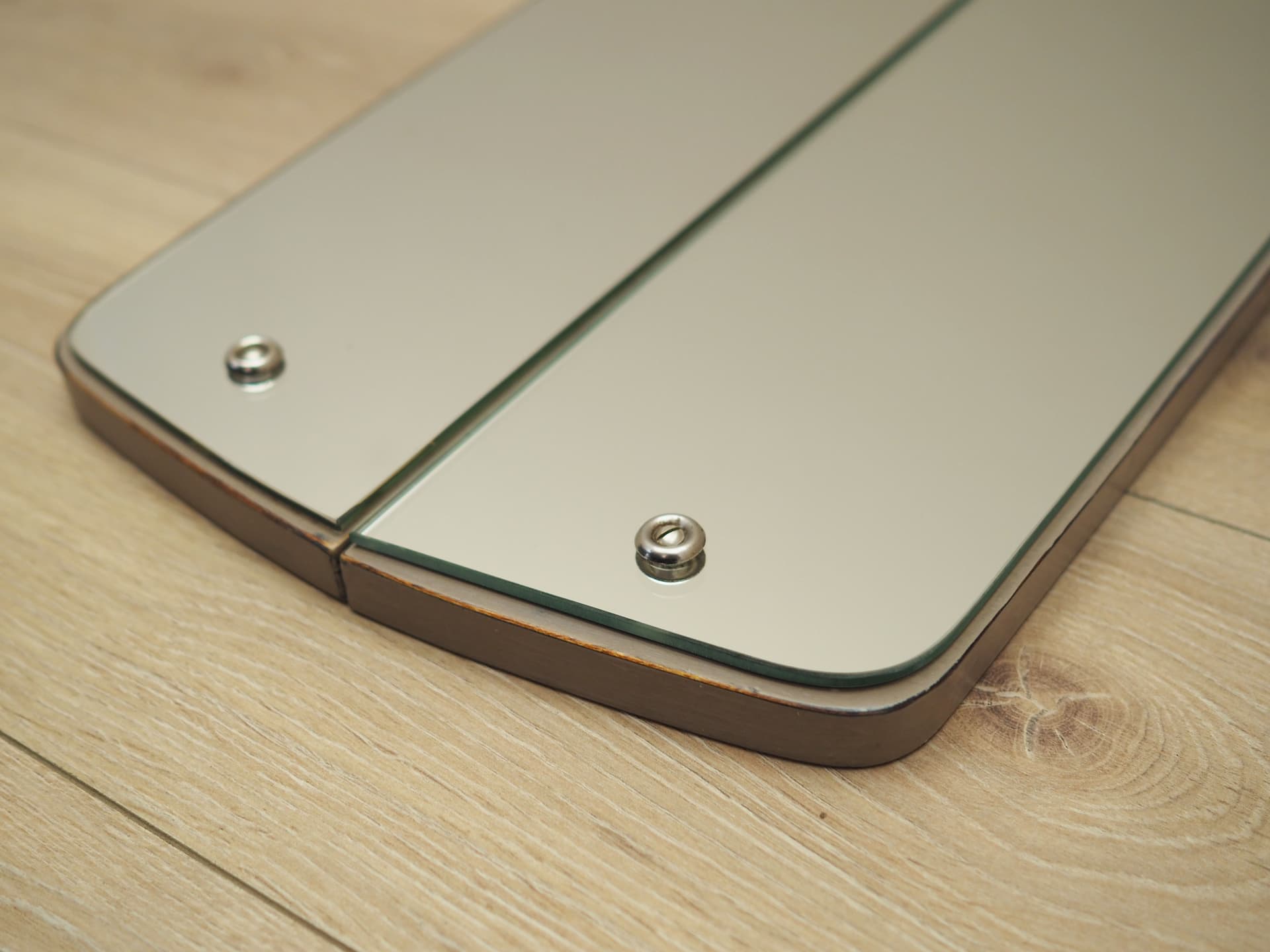 Set of two wall mirrors, grey wood frame, Denmark, 1960s - 66292