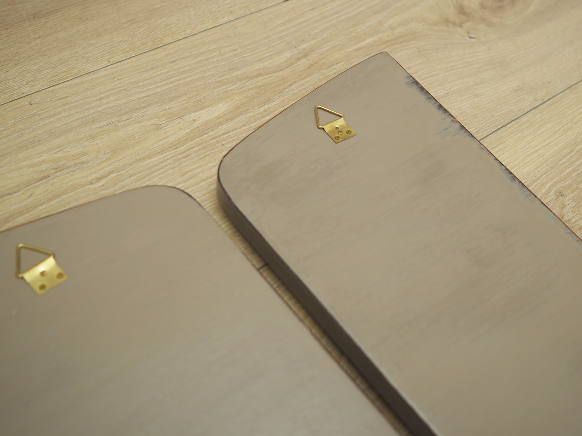 Set of two wall mirrors, grey wood frame, Denmark, 1960s - 66293