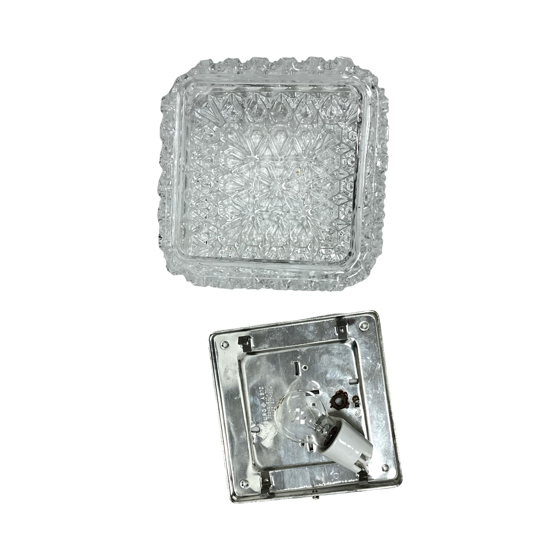 Flush Mount A670, transparent glass, metal, Limburg, Germany, 1970s - 341461