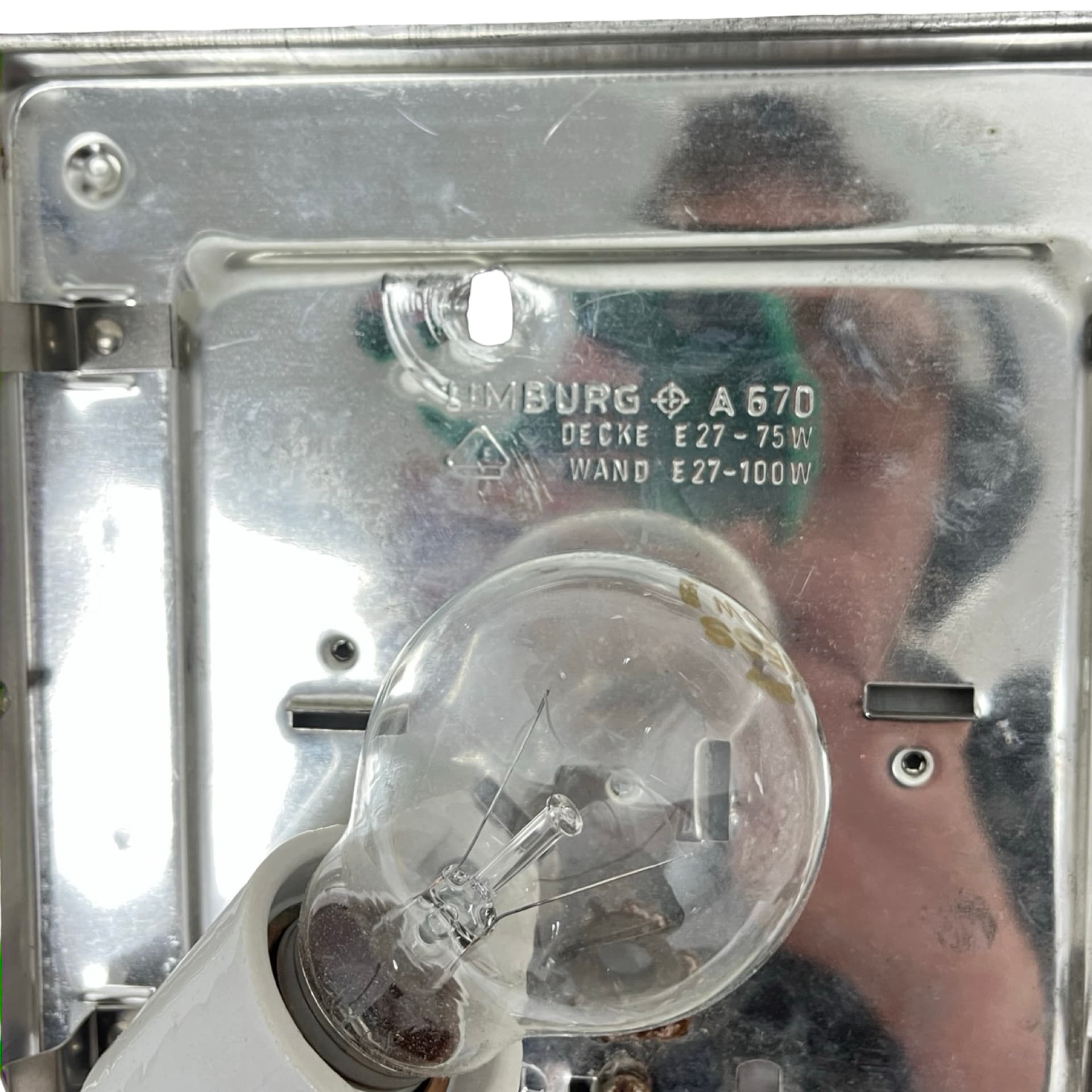 Flush Mount A670, transparent glass, metal, Limburg, Germany, 1970s - 341460