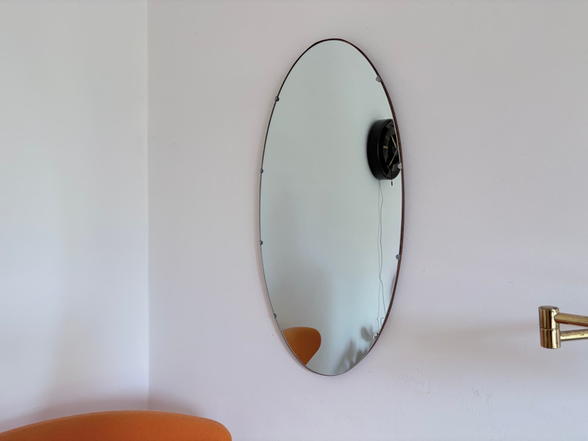 Mirror Rockabilly, silver mirror glass, brown plywood, Germany, 1960s. - 341495