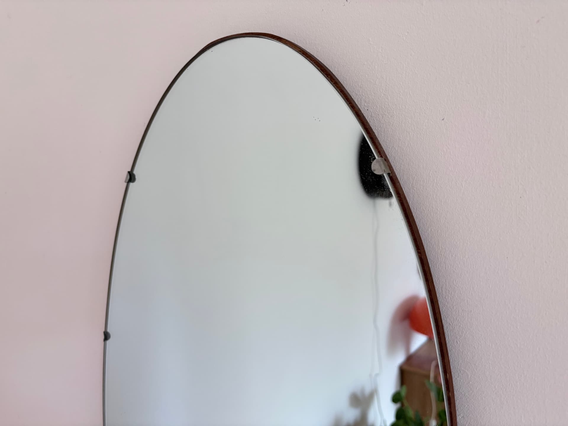 Mirror Rockabilly, silver mirror glass, brown plywood, Germany, 1960s. - 341497