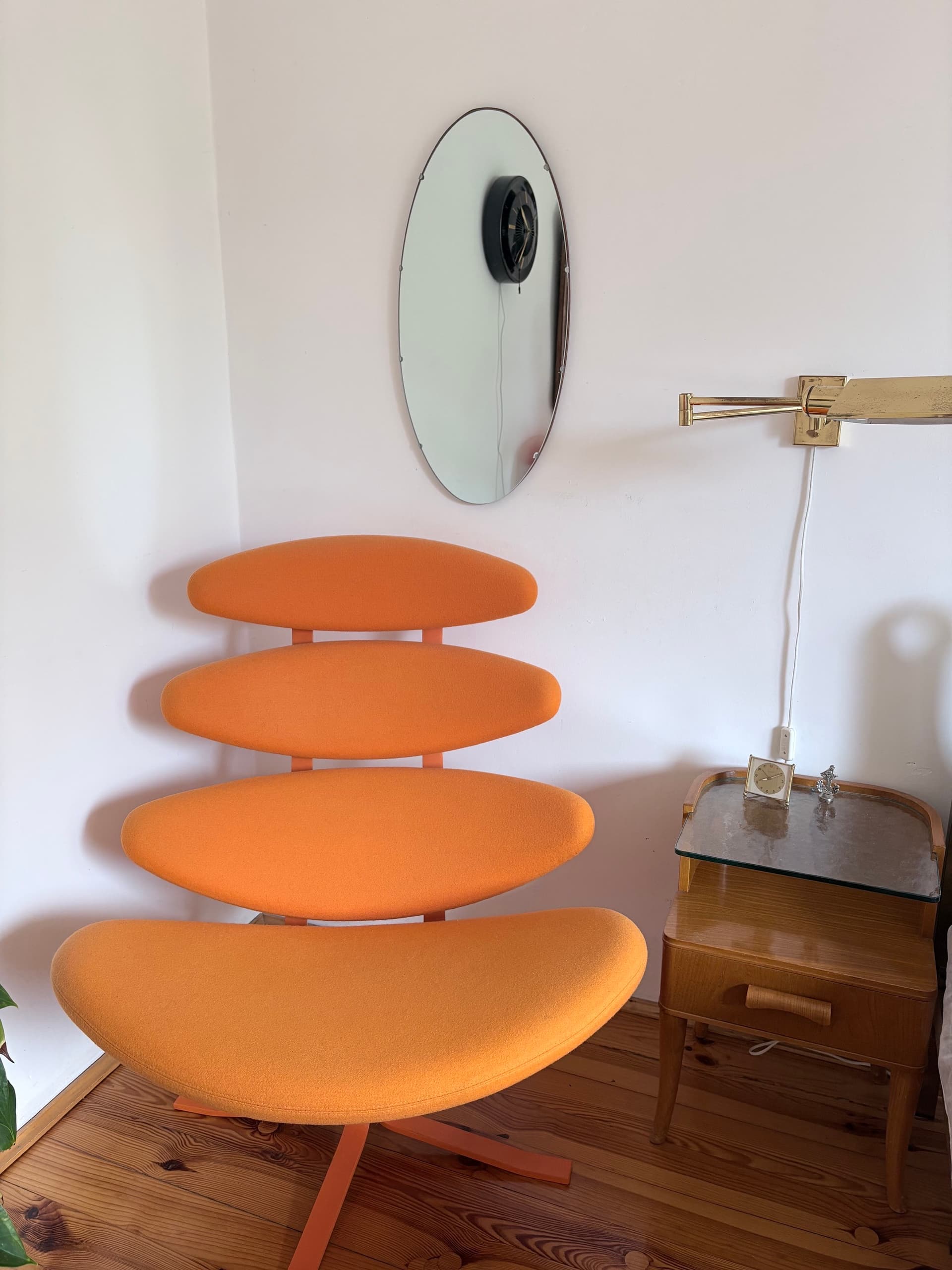 Mirror Rockabilly, silver mirror glass, brown plywood, Germany, 1960s. - 341501