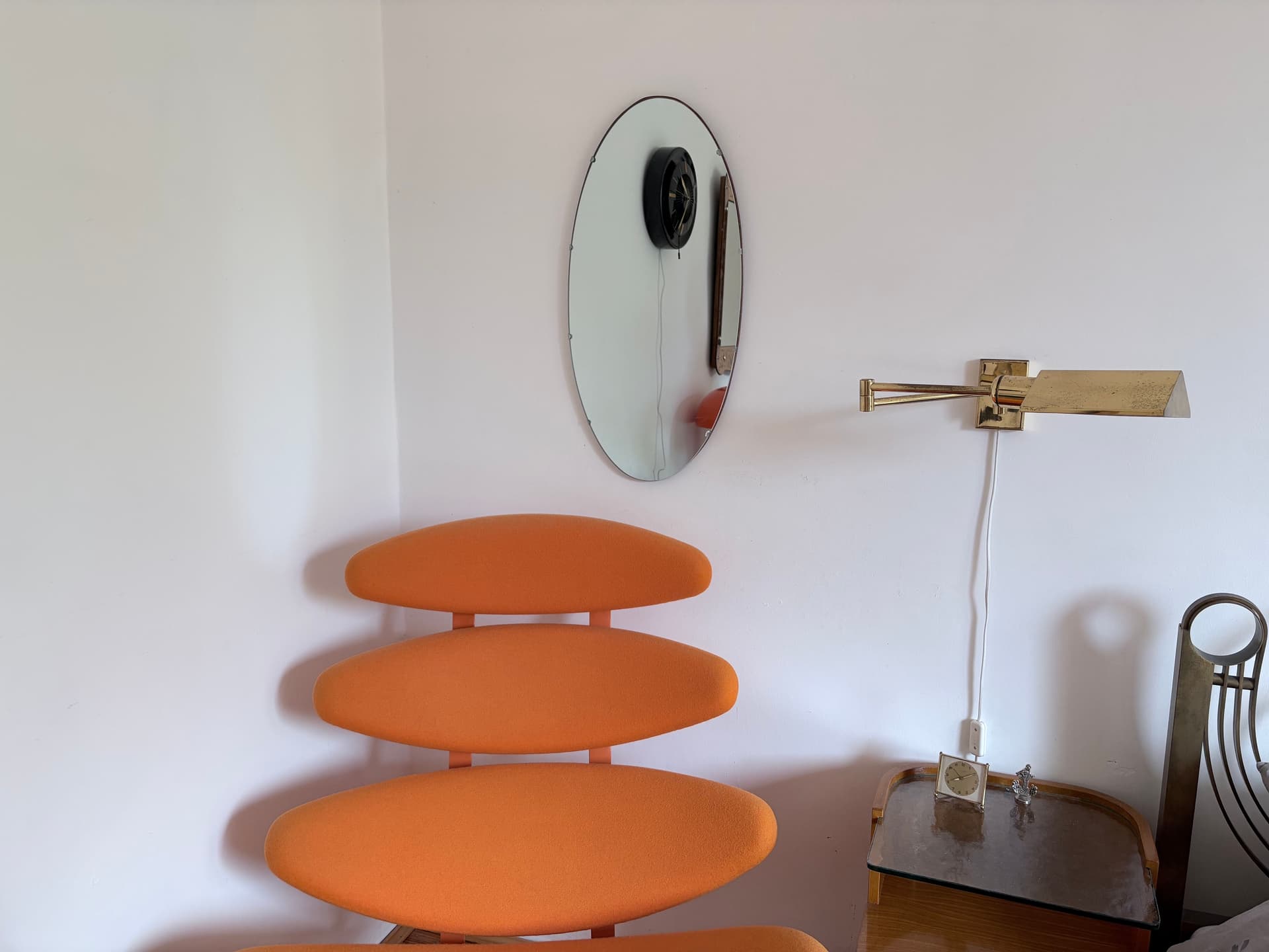 Mirror Rockabilly, silver mirror glass, brown plywood, Germany, 1960s. - 341502