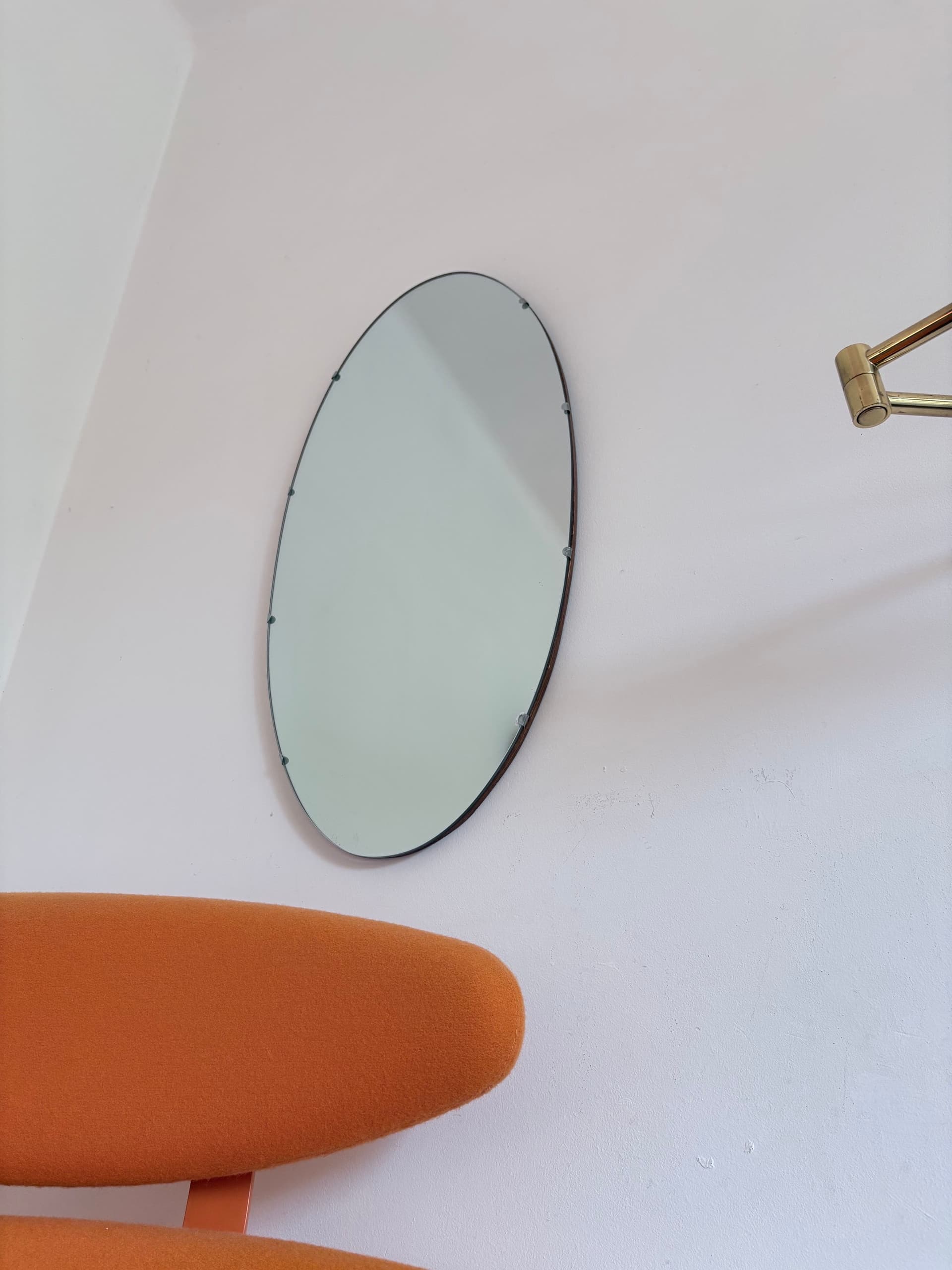 Mirror Rockabilly, silver mirror glass, brown plywood, Germany, 1960s. - 341500