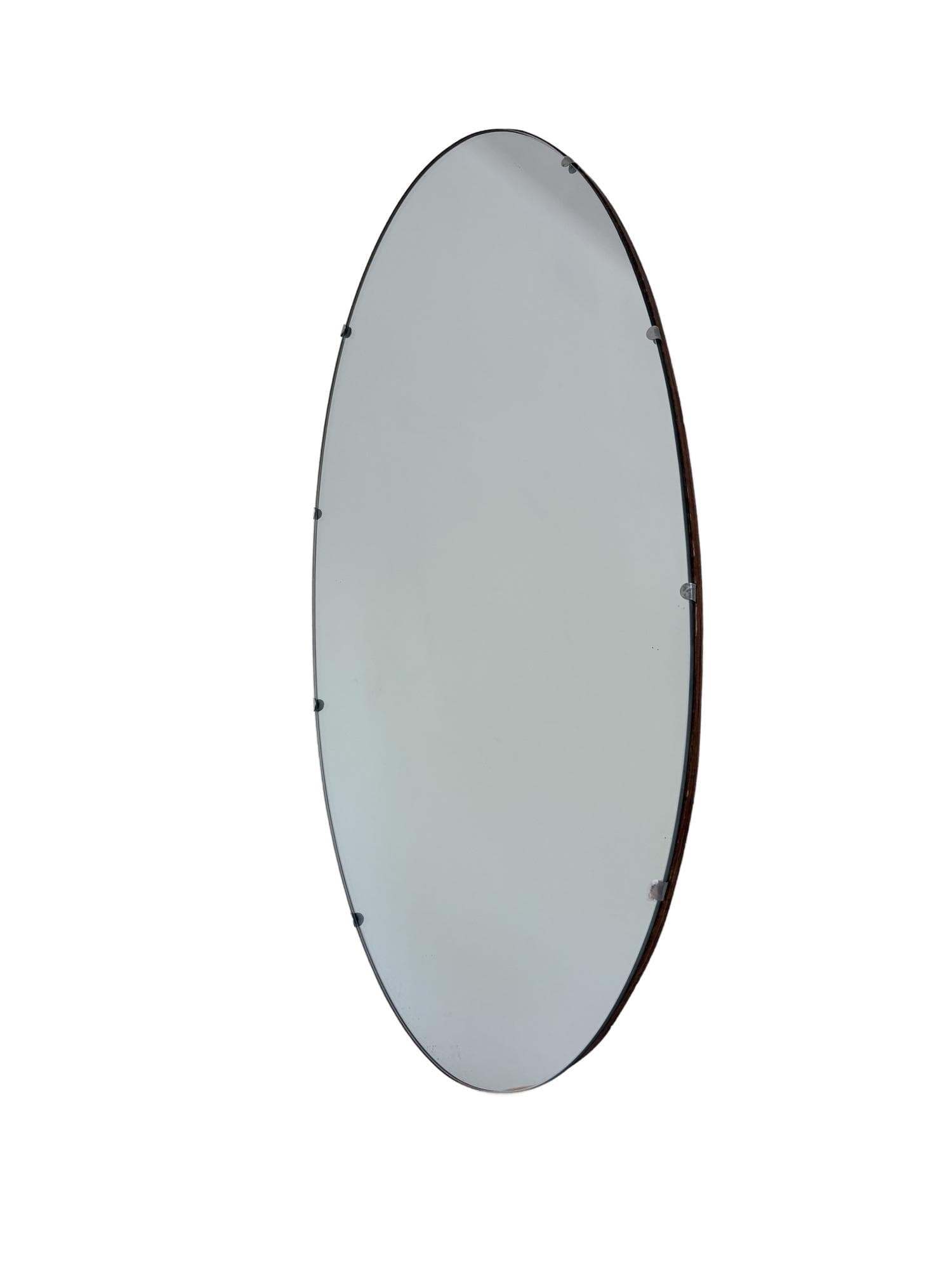 Mirror Rockabilly, silver mirror glass, brown plywood, Germany, 1960s.