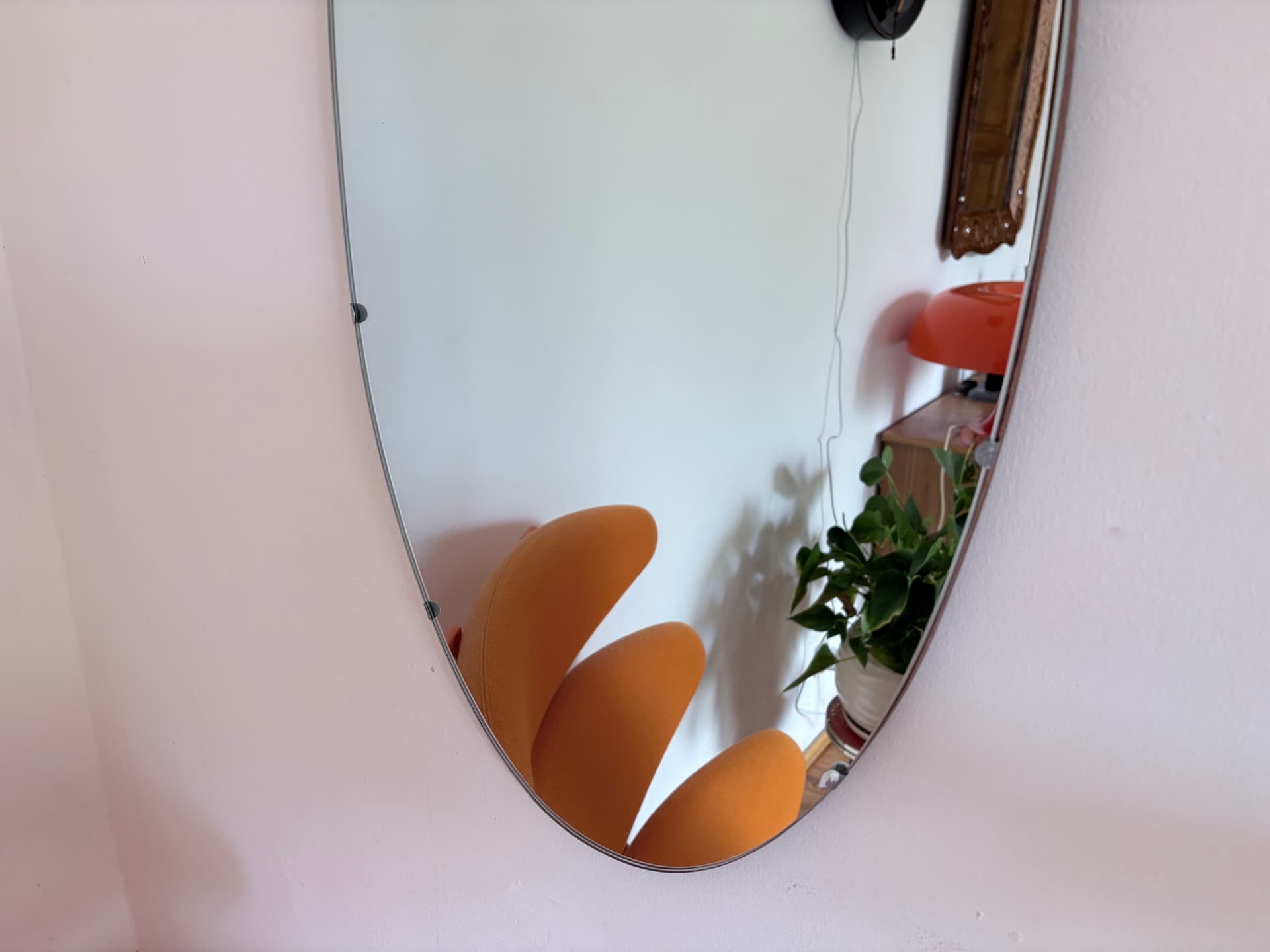 Mirror Rockabilly, silver mirror glass, brown plywood, Germany, 1960s. - 341498