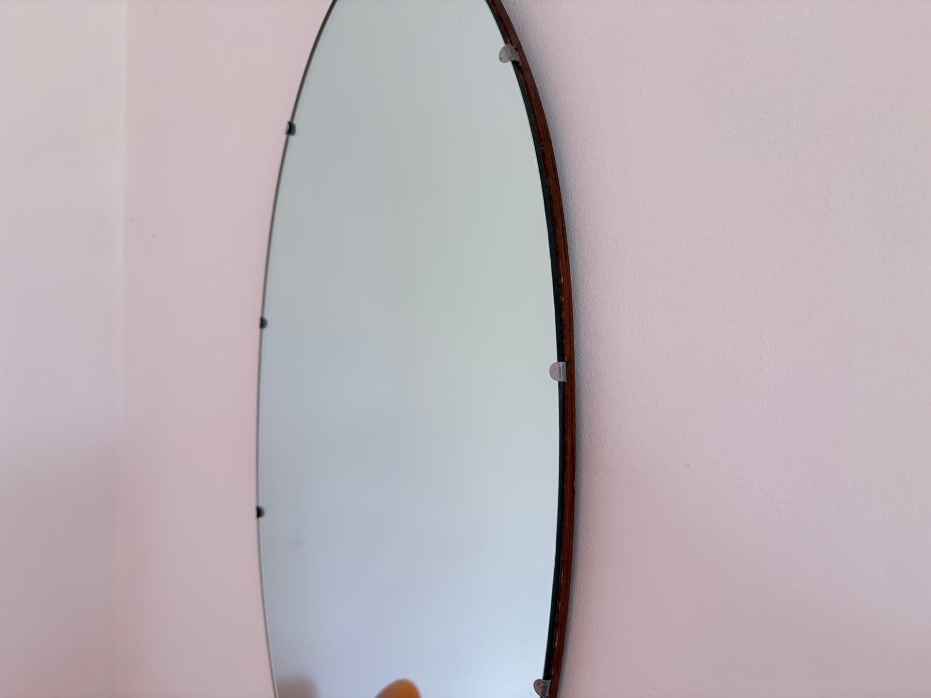 Mirror Rockabilly, silver mirror glass, brown plywood, Germany, 1960s. - 341499