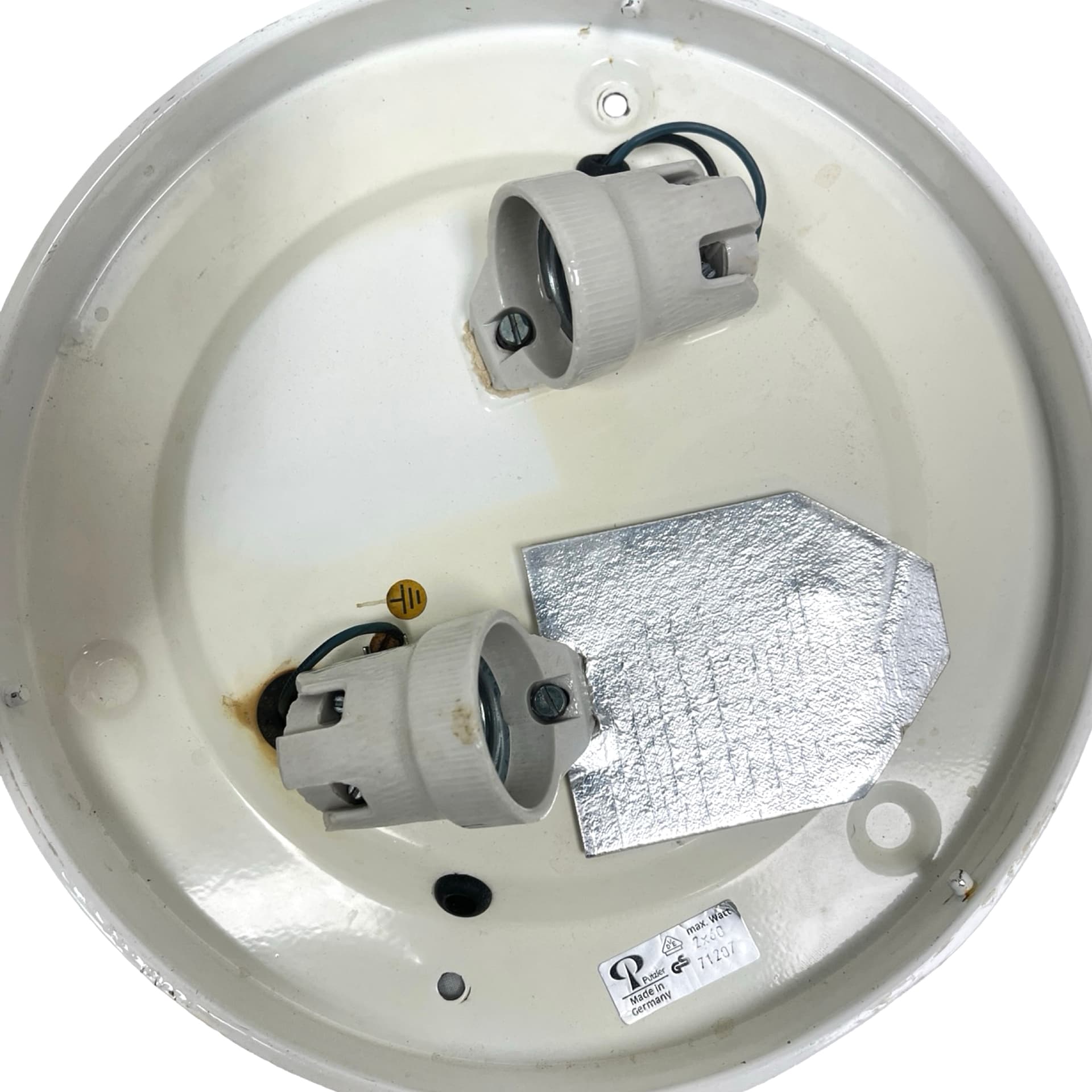 Flush Mount 71207, white opaline glass, silver metal, Peill & Putzler, Germany, 1980s. - 341516