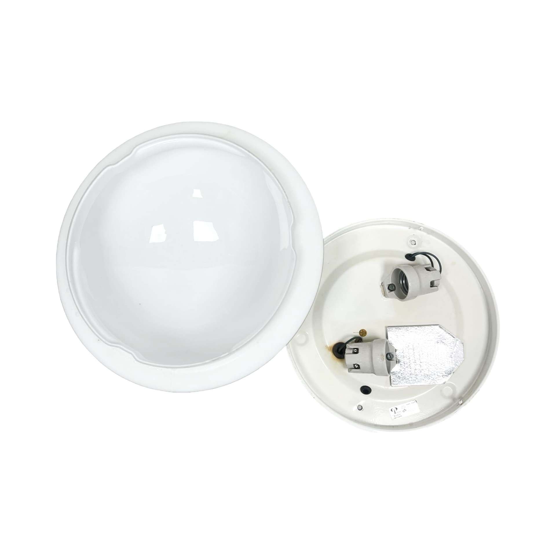 Flush Mount 71207, white opaline glass, silver metal, Peill & Putzler, Germany, 1980s. - 341518