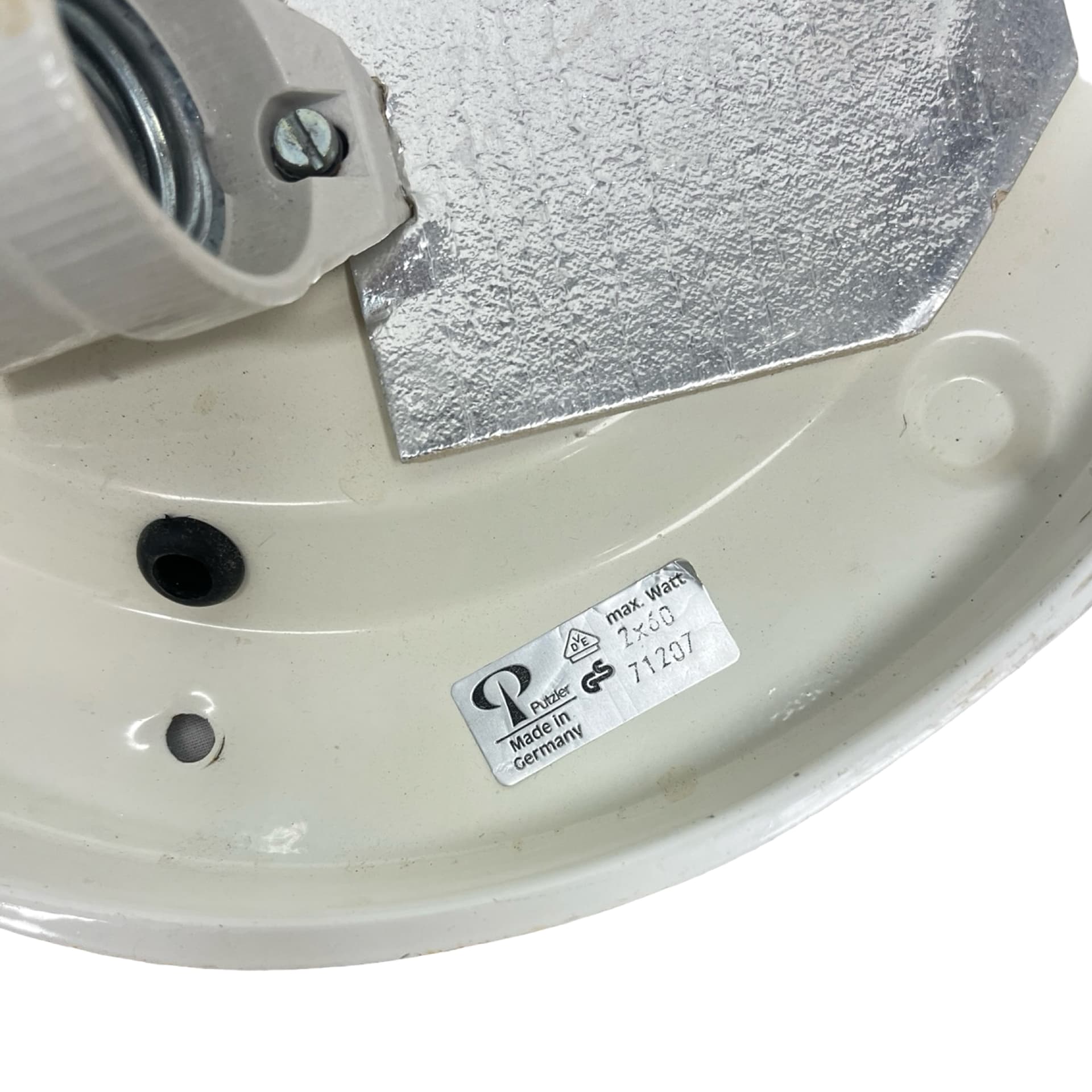Flush Mount 71207, white opaline glass, silver metal, Peill & Putzler, Germany, 1980s. - 341517