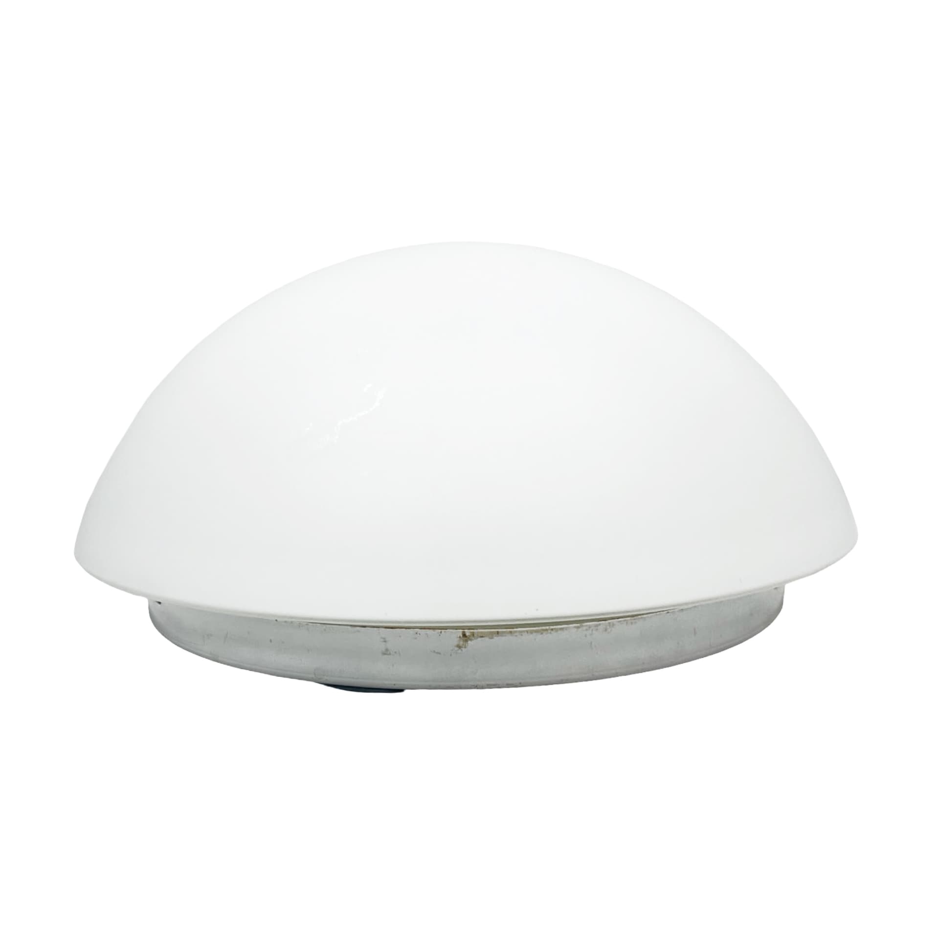 Flush Mount 71207, white opaline glass, silver metal, Peill & Putzler, Germany, 1980s. - 341520