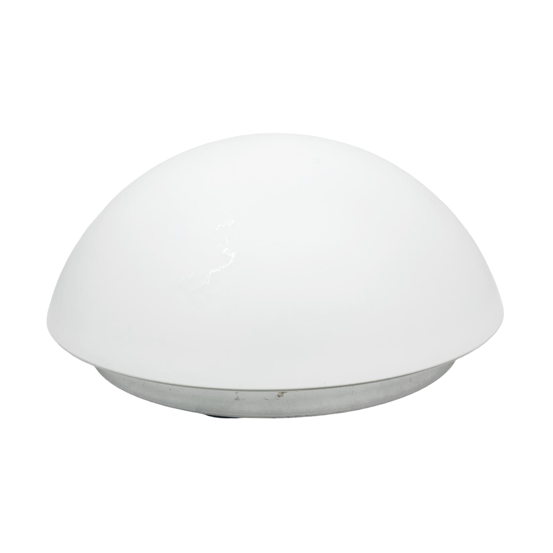 Flush Mount 71207, white opaline glass, silver metal, Peill & Putzler, Germany, 1980s.