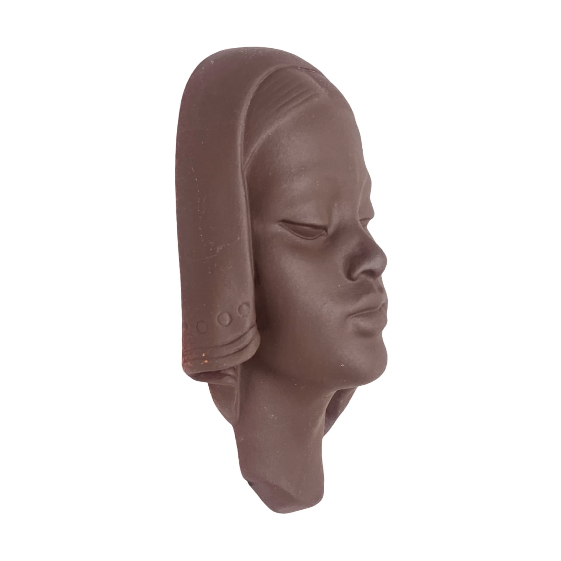 Wall mask, brown ceramic, Paul Keilbar Kunstwerkstätten, Germany, 1950s - 341527